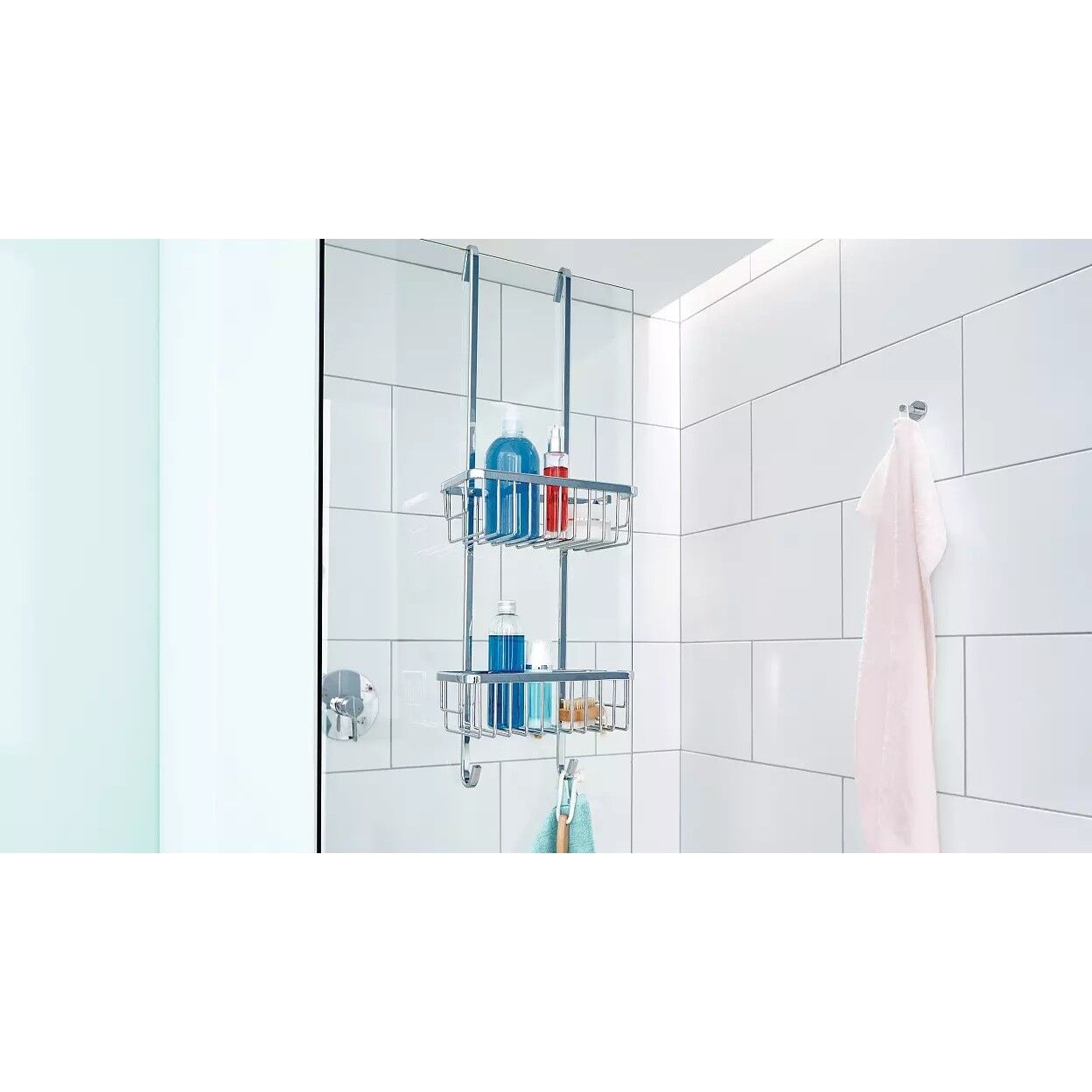 Organizator pentru dus cu 2 rafturi, tesa Aluxx, din aluminiu cromat, 805395