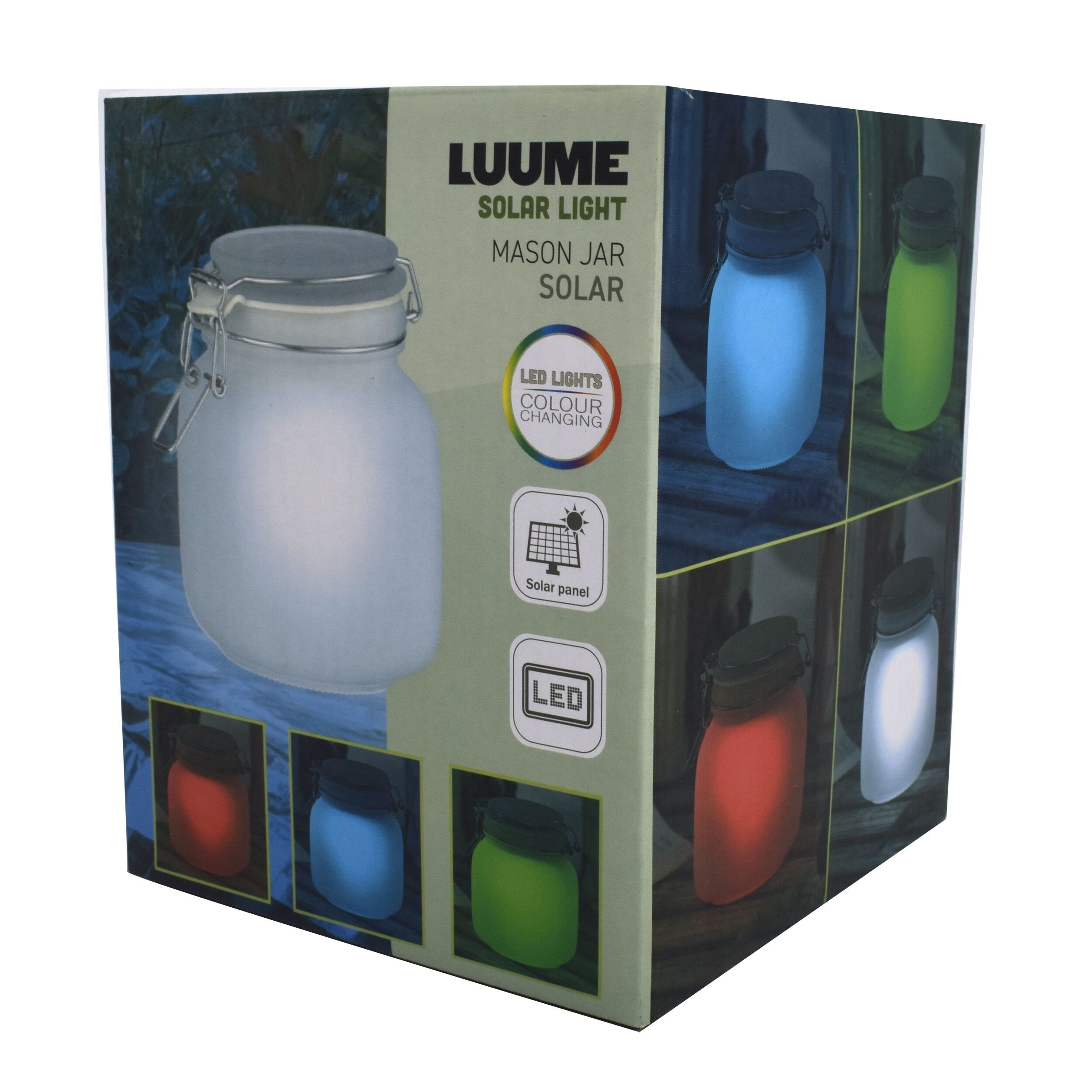 Lampa solara Led, Tip Borcan, Multicolora, Sticla, 24474