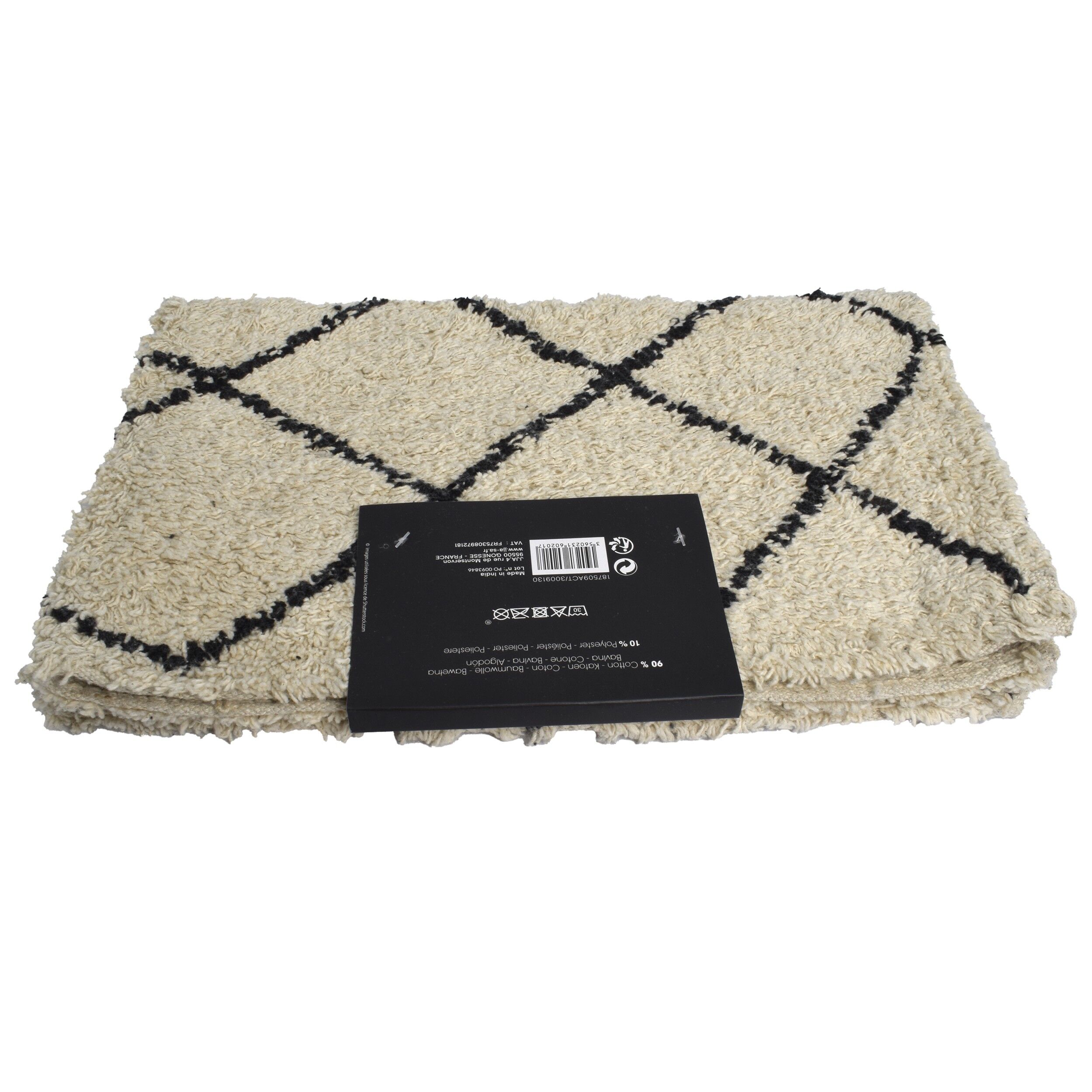 Covoras din bumbac pentru baie, Absolute Chic, crem cu negru, 50 x 75 cm , Bathmat, 02017