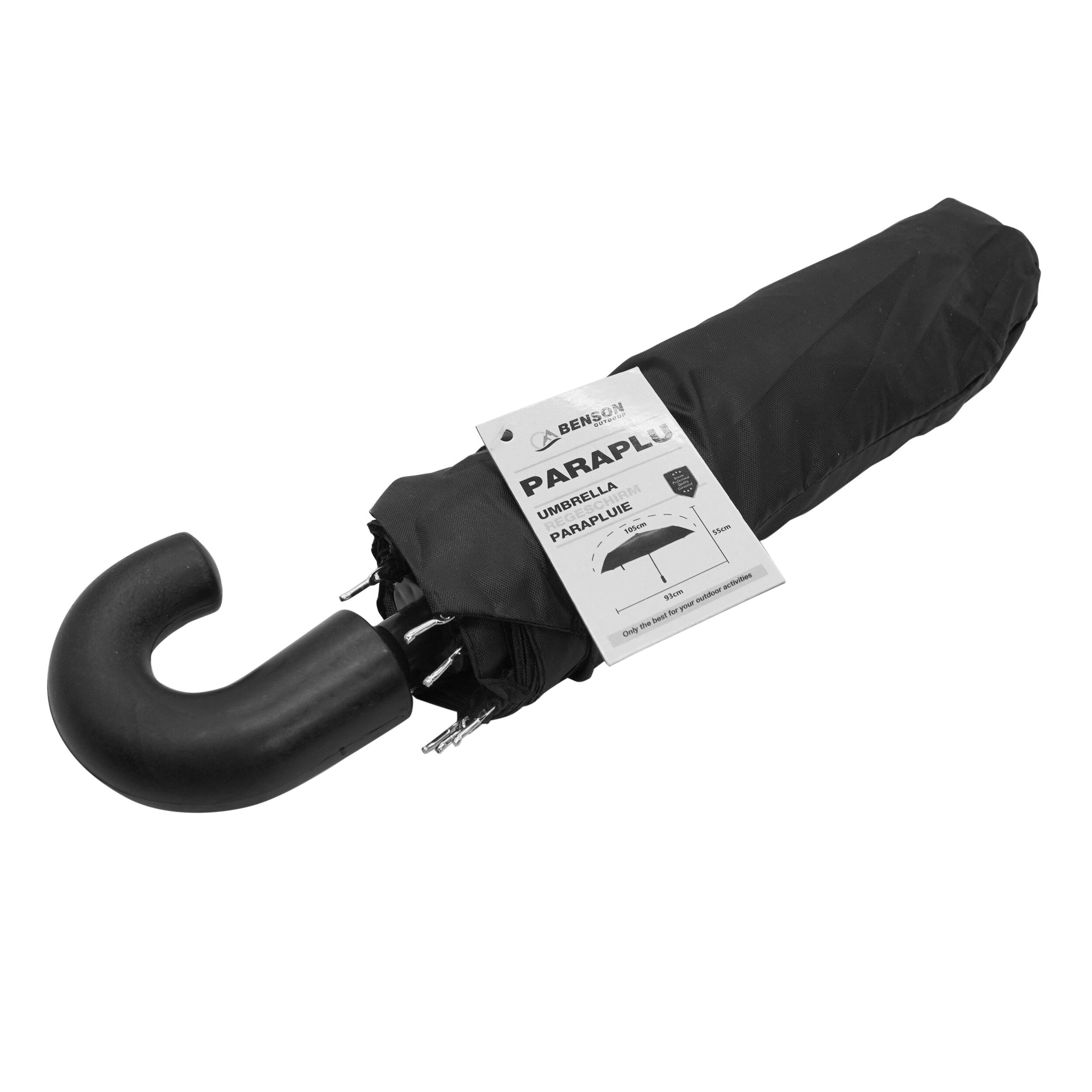 Umbrela manuala cu maner, tip baston, neagra, 105 cm, Benson, 3937Blk