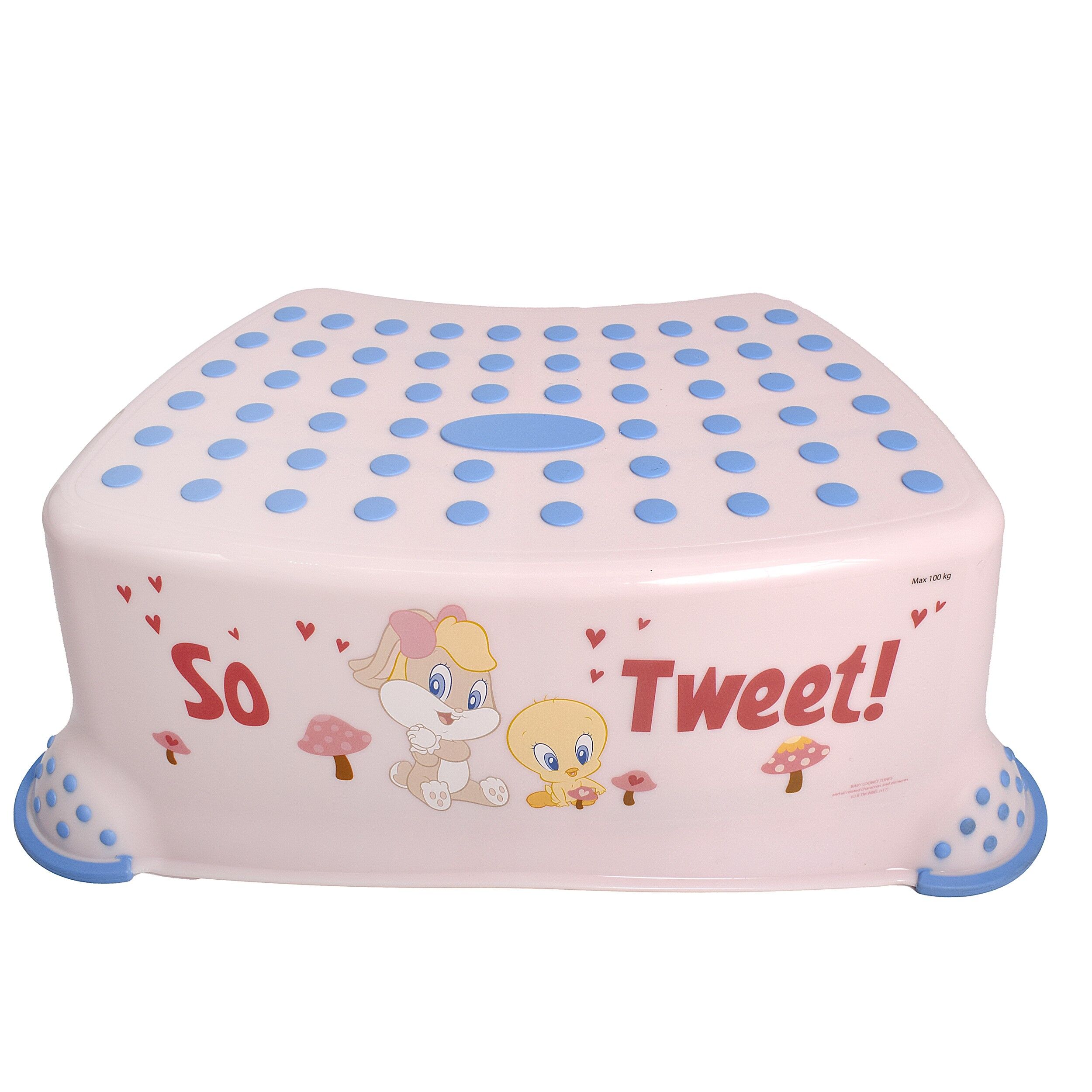Treapta simpla copii GermagTrend, Step Stool pentru baie sau bucatarie, cu suprafata si baza antialunecare, roz, 41323
