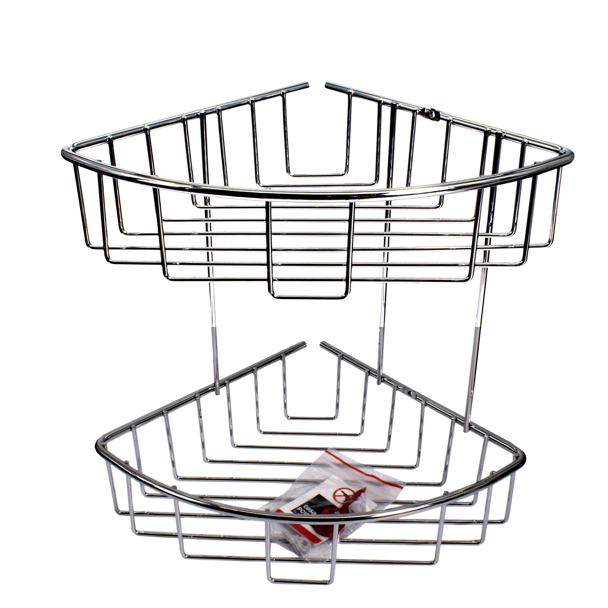 Etajera dubla pentru baie, aluminiu cromat, Tesa Aluxx, fara kit montaj 163 x 260 x 170 mm, 47166