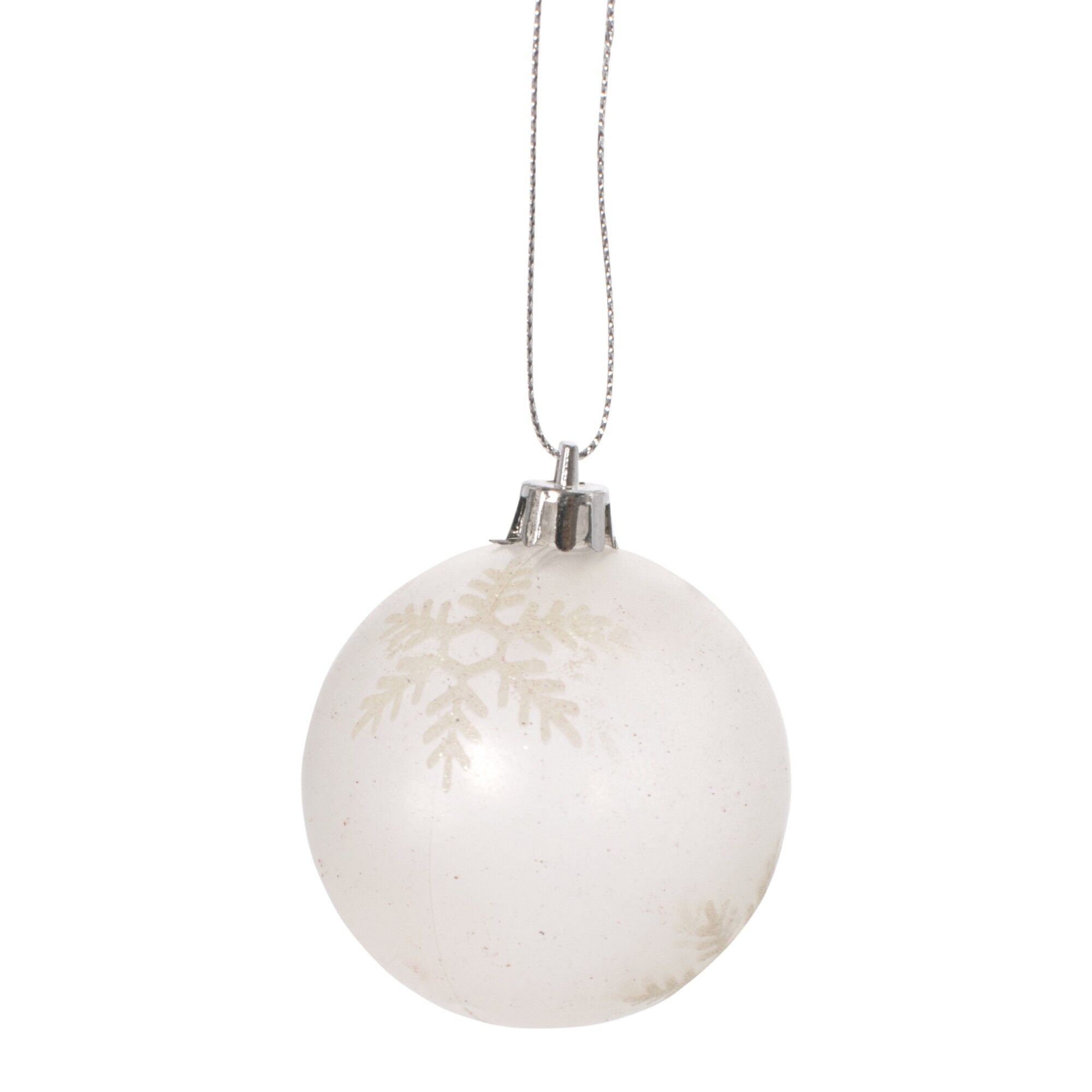 Set 6 globuri decoratiune Craciun, glob suflat din gura, pictate fulgi de nea, diametru 6 cm, 807735