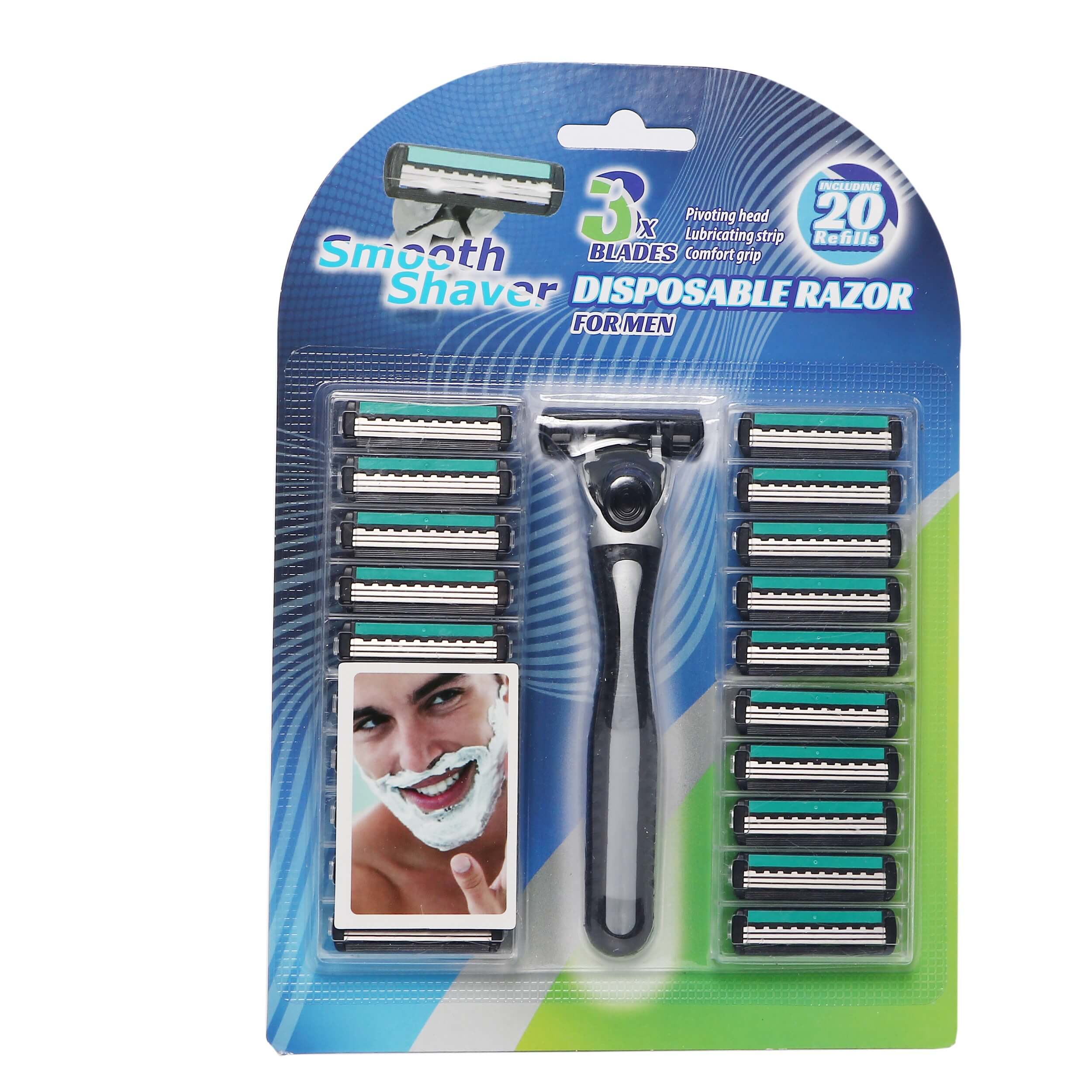 Aparat de ras pentru barbati cu 20 de rezerve, Smooth Shaver, 02653