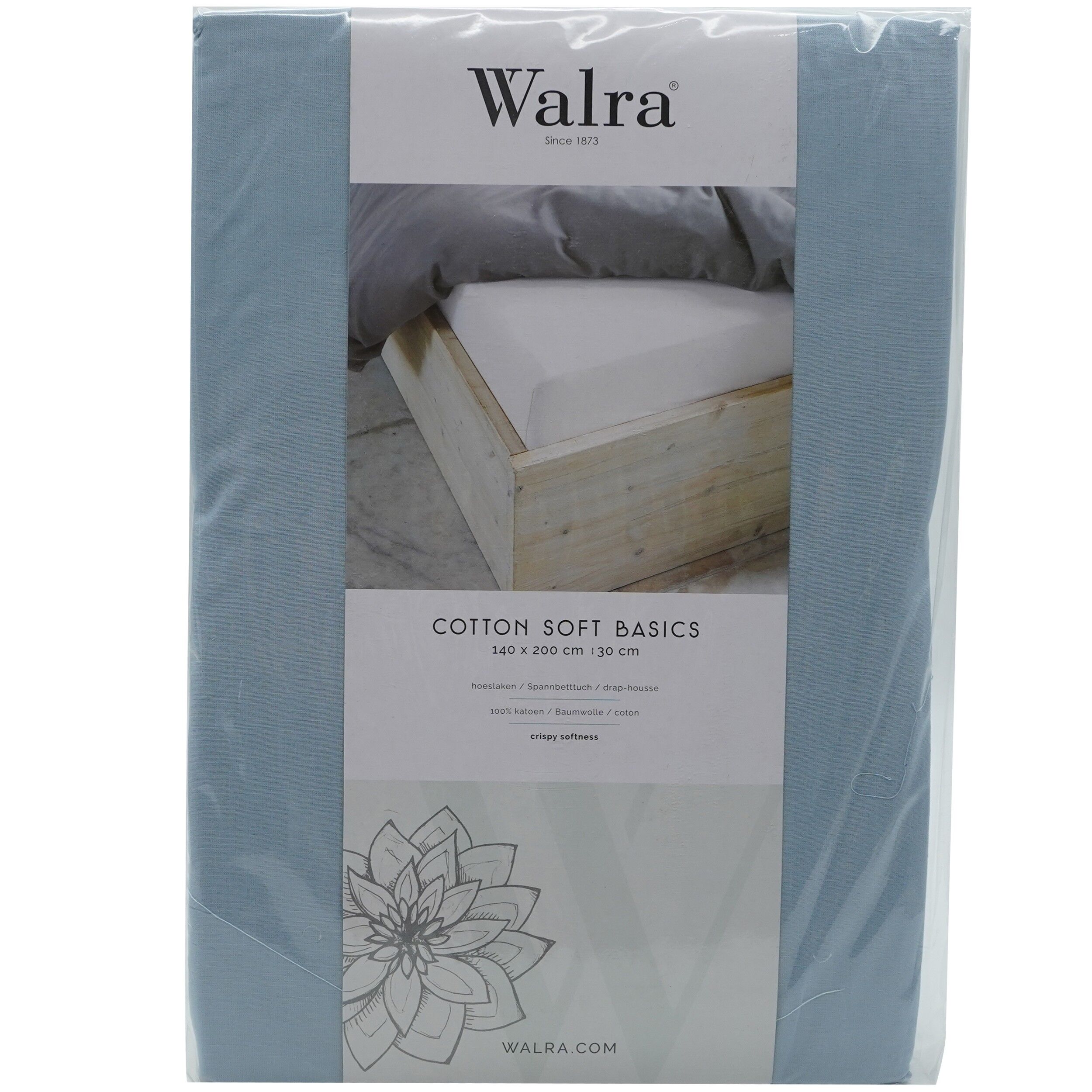 Husa saltea din bumbac, blue, 140x200 cm, Soft Basics, Walra, 2929Bl
