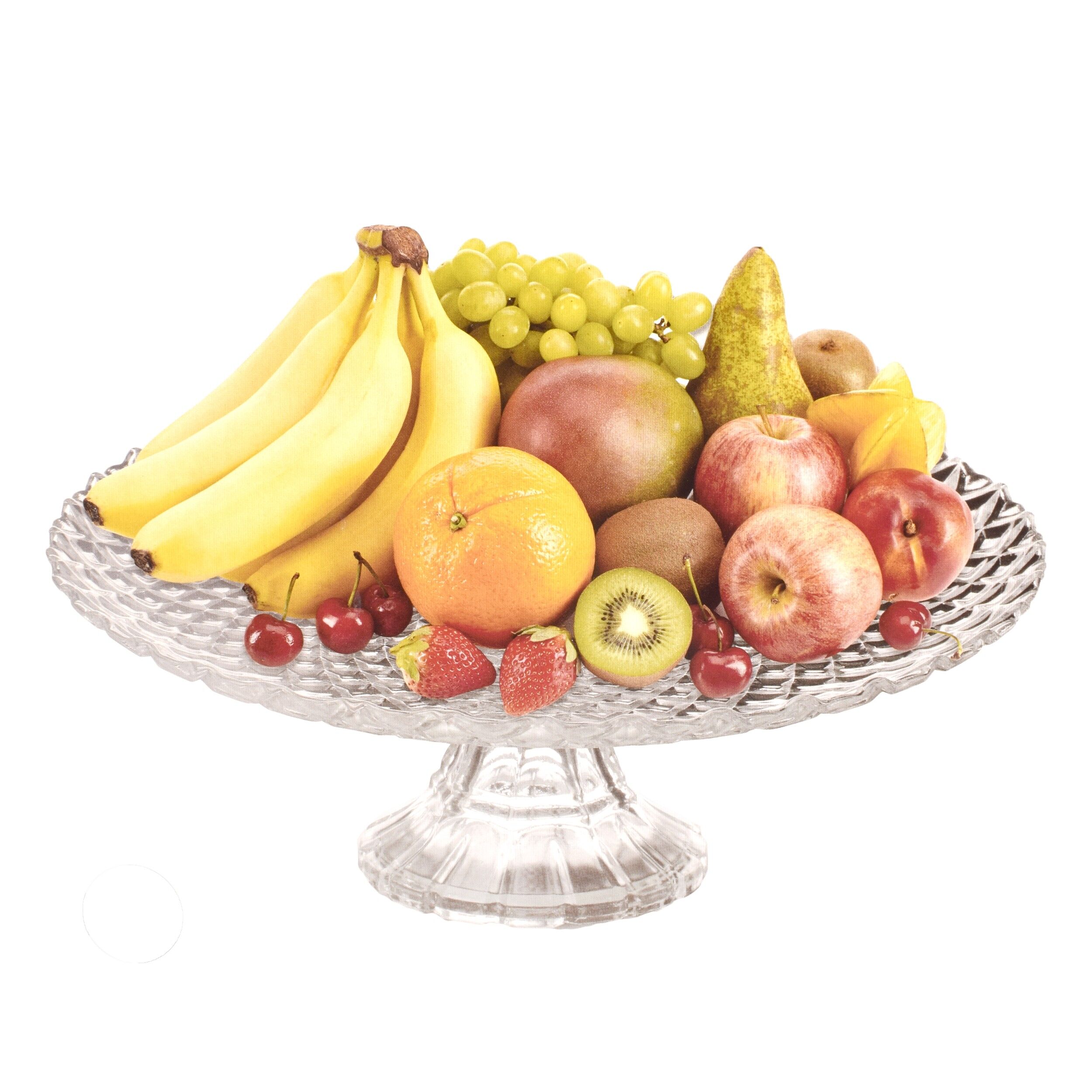 Platou servire cu picior, Urban living , pentru fructe/prajituri/branzeturi, d 27 cm, h 10 cm, sticla, 92384