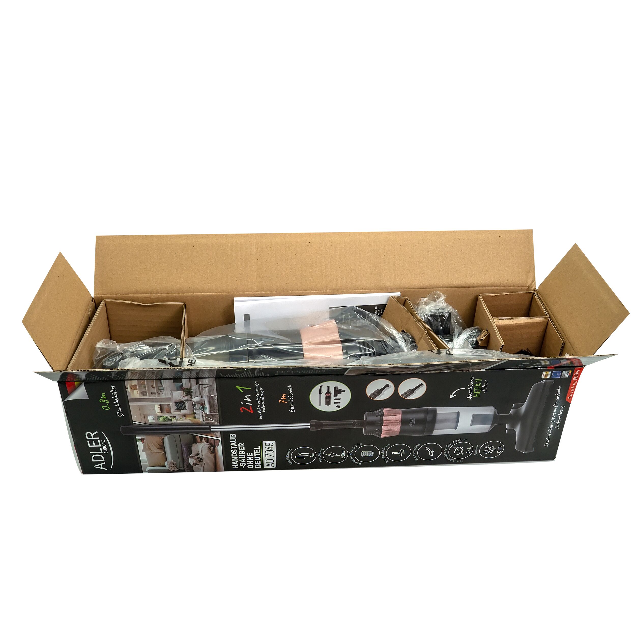 Aspirator vertical 2 in 1 fara sac Adler AD 7049, 600 W - imagine 3