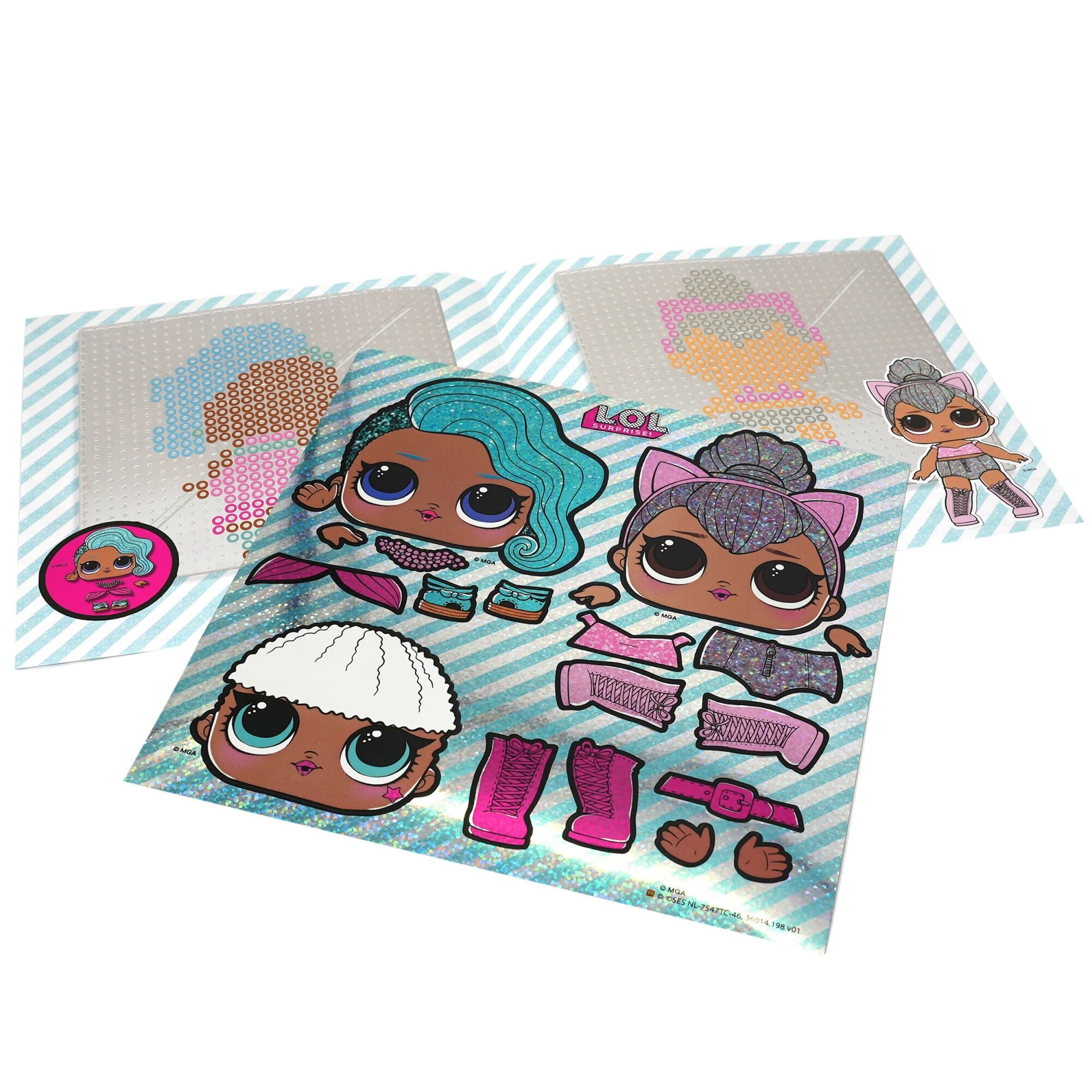 Set broderie joc, cu personajele LOL, cu stickere si placa de suport, 1400 piese, 807949