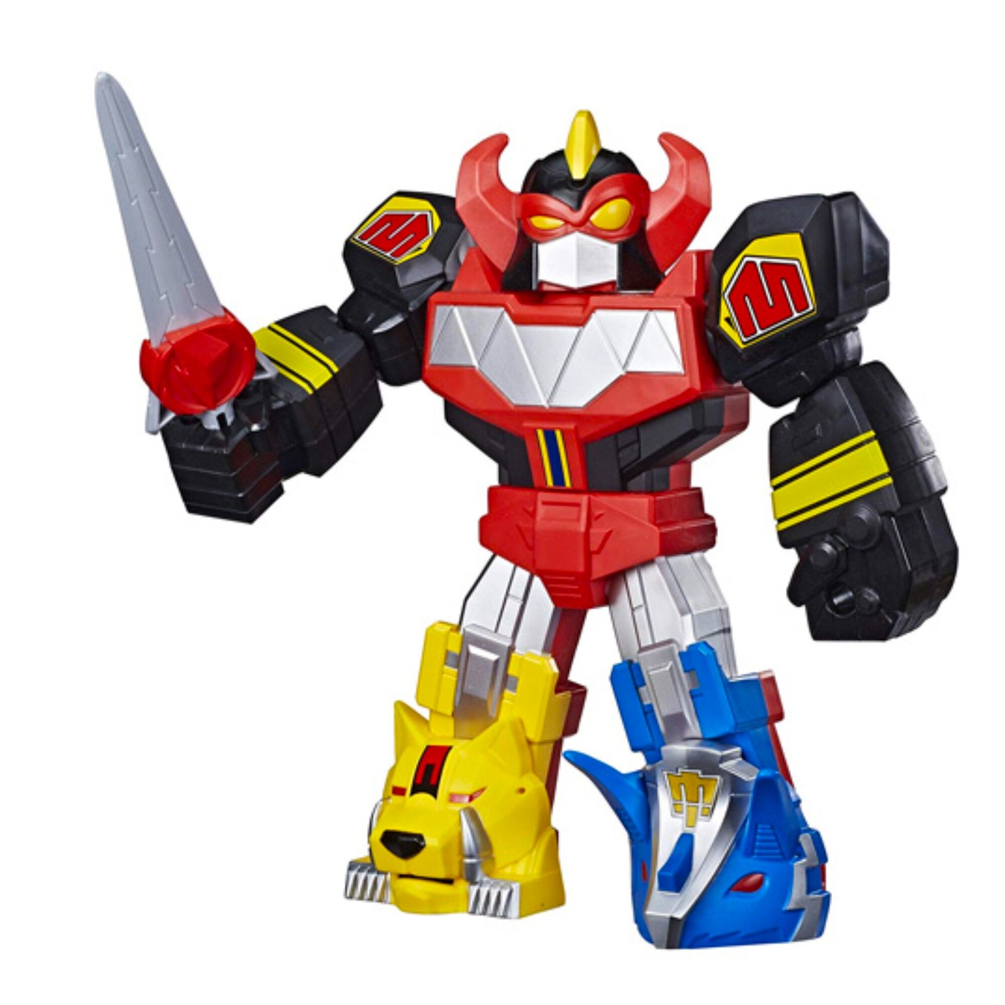 Figurină de Acțiune Power Rangers – Dino Megazord Mighty Morphin, 32 cm, cu Sabie și 2 Capete Interșanjabile- 807875 - imagine 5
