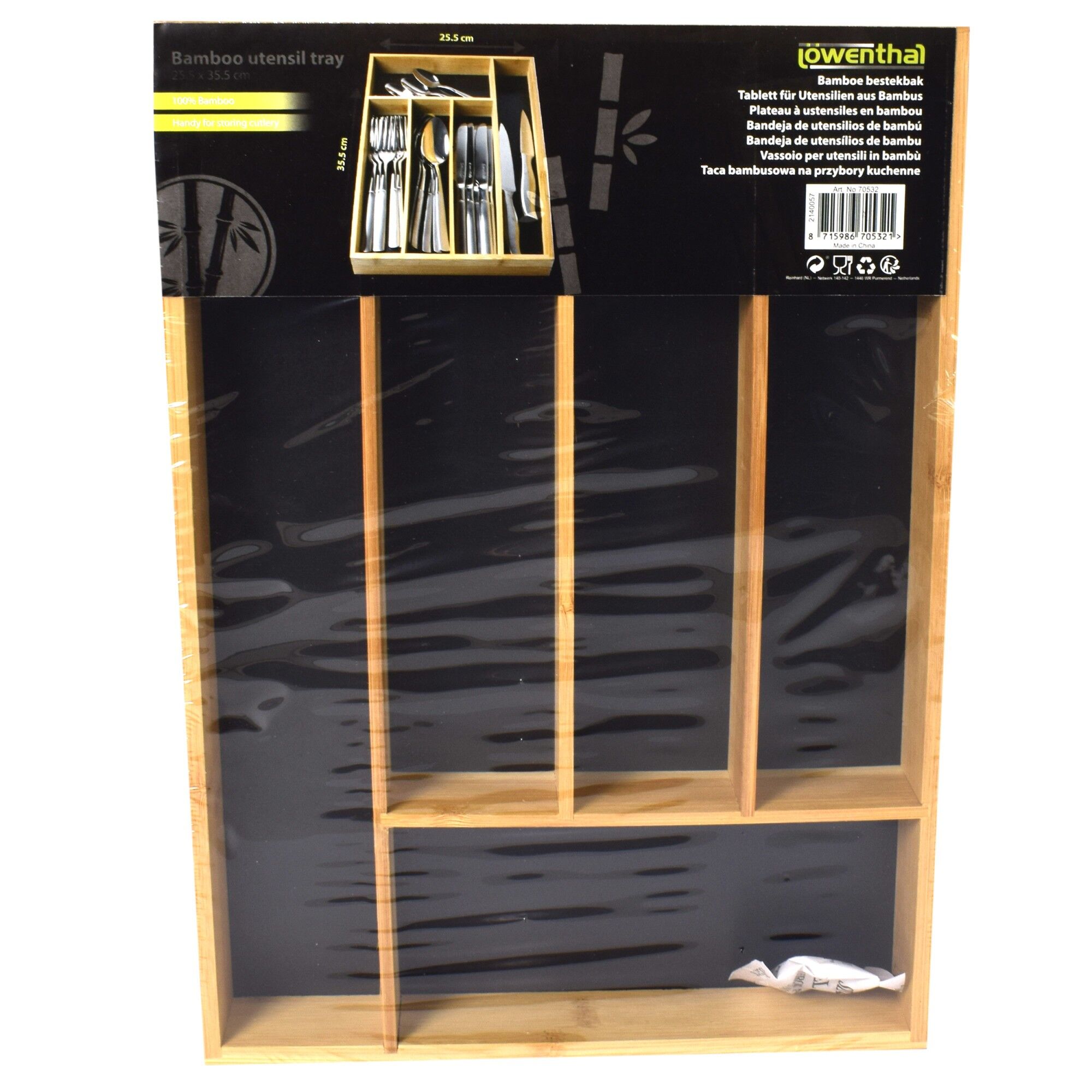 Suport organizare tacamuri si ustensile, pentru bucatarie, din bambus, Lowenthal, 807319