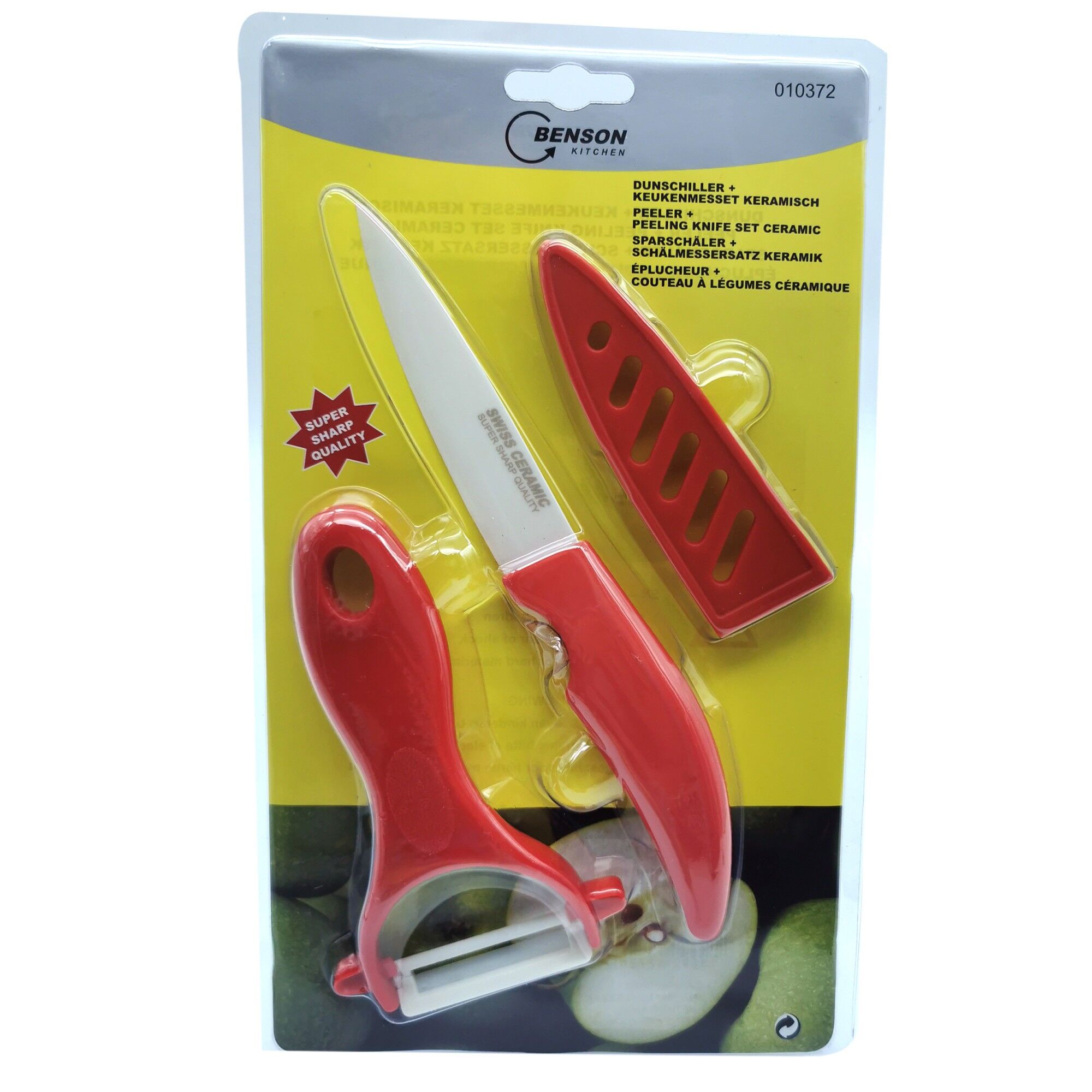 Set cutit plus decojitor, pentru bucatarie, din ceramica, culoare rosu, 806835 - imagine 3