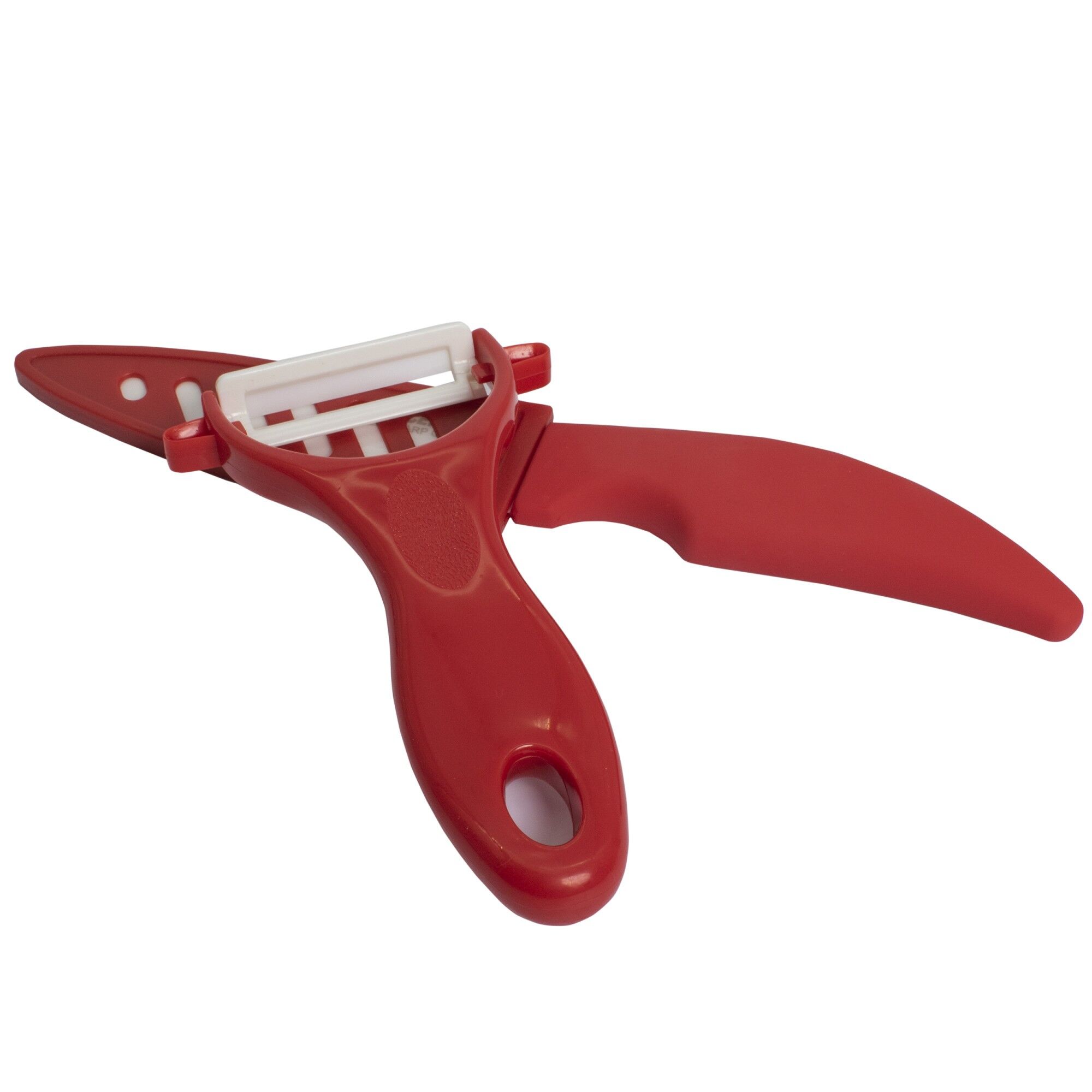 Set cutit plus decojitor, pentru bucatarie, din ceramica, culoare rosu, 806835 - imagine 4