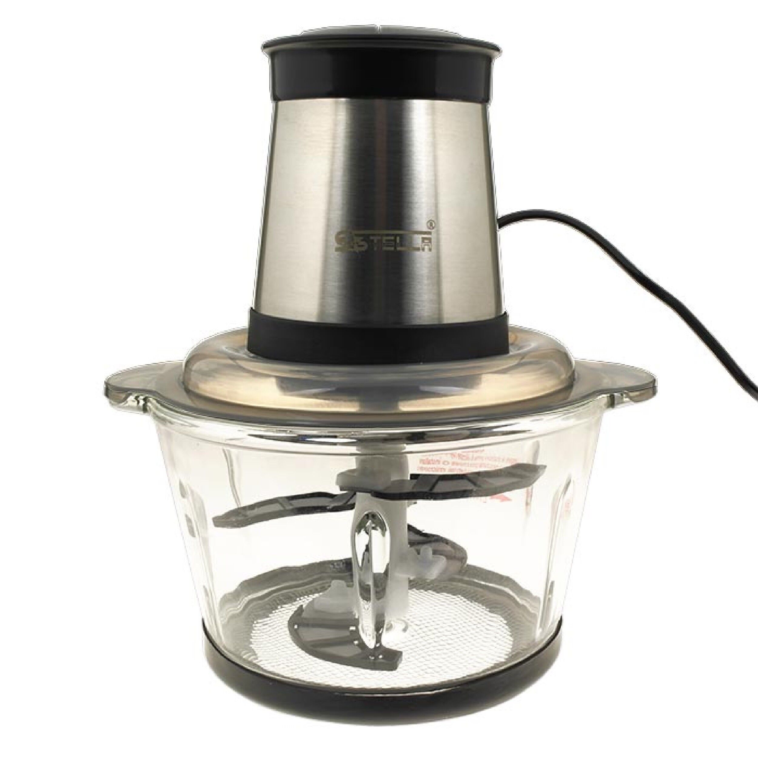 Tocator electric Stella, 4 lame din otel inoxidabil de inalta calitate, 500 W, 1.8L, recipient din sticla yena, argintiu, 93358