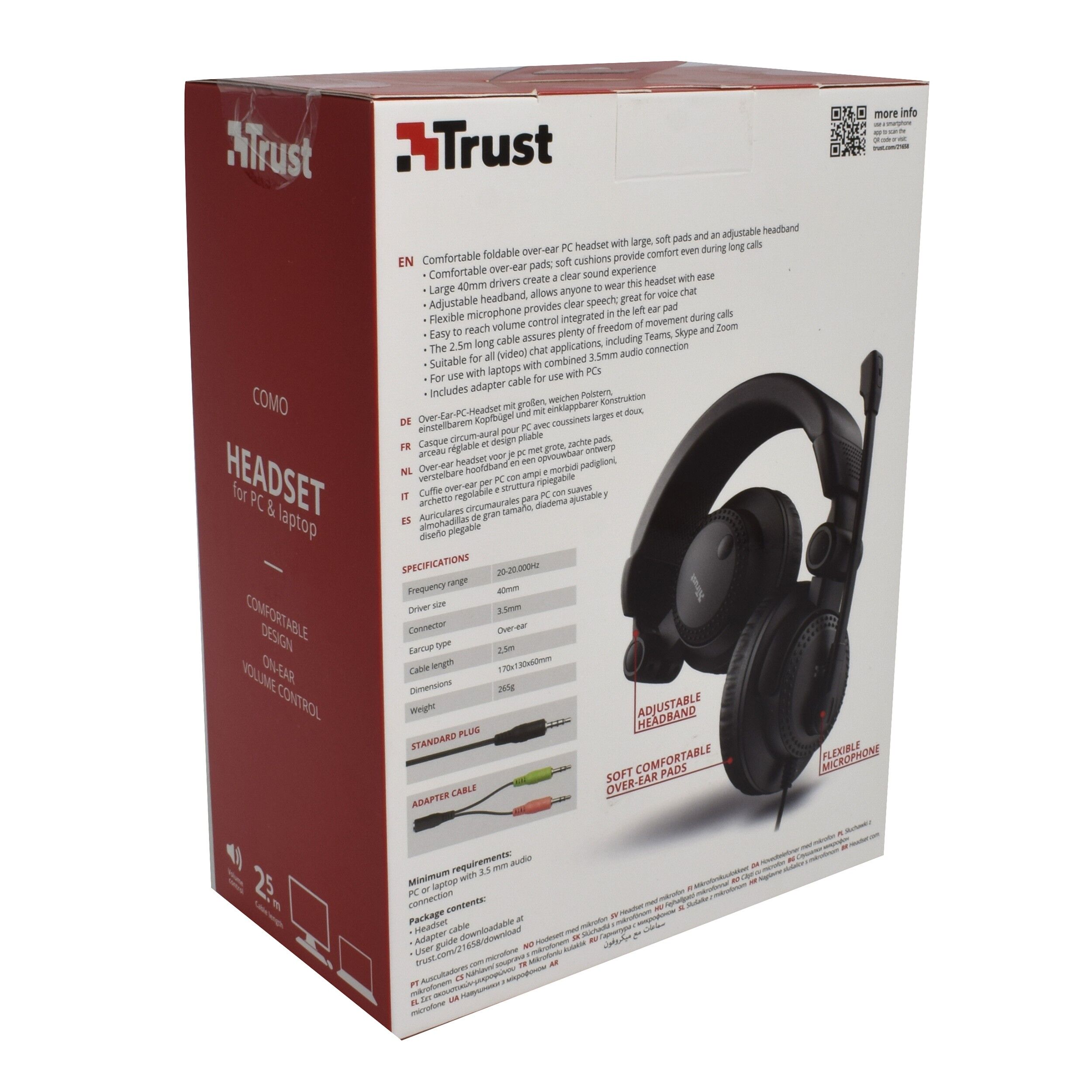 Casti cu microfon Trust Como, Negru - imagine 2