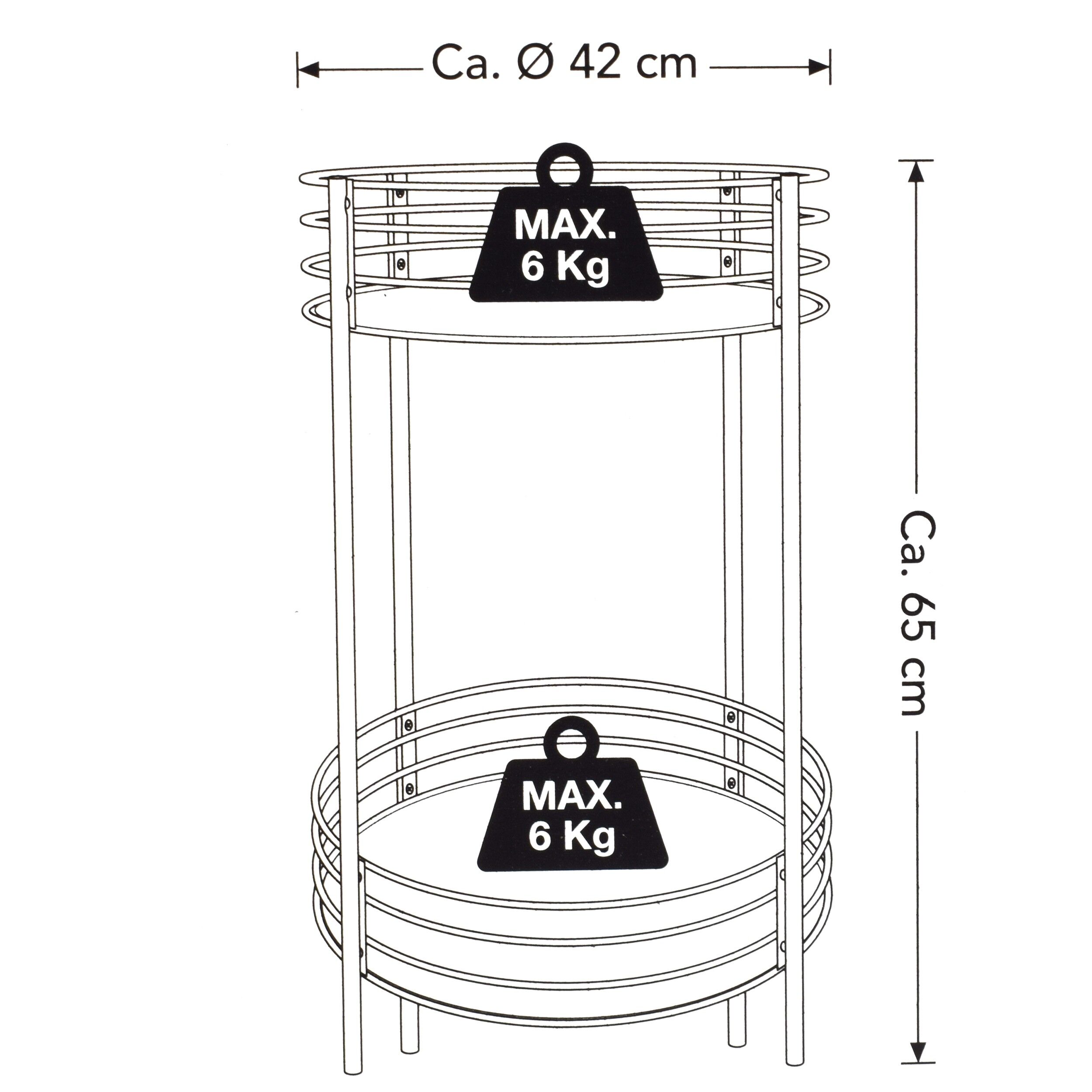 Masuta cu doua etaje de metal si oglinda, Zd Trading, 65 cm, 07223 - imagine 6