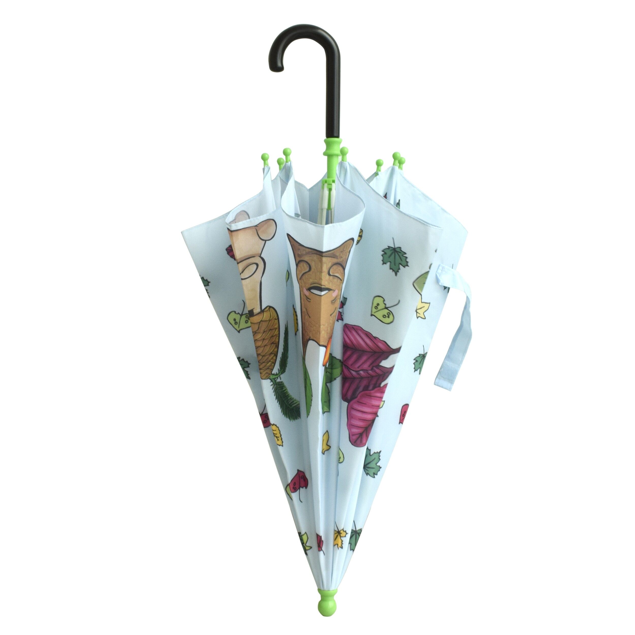 Umbrela copii, imprimeu frunze, 76 cm, 90560 - imagine 5