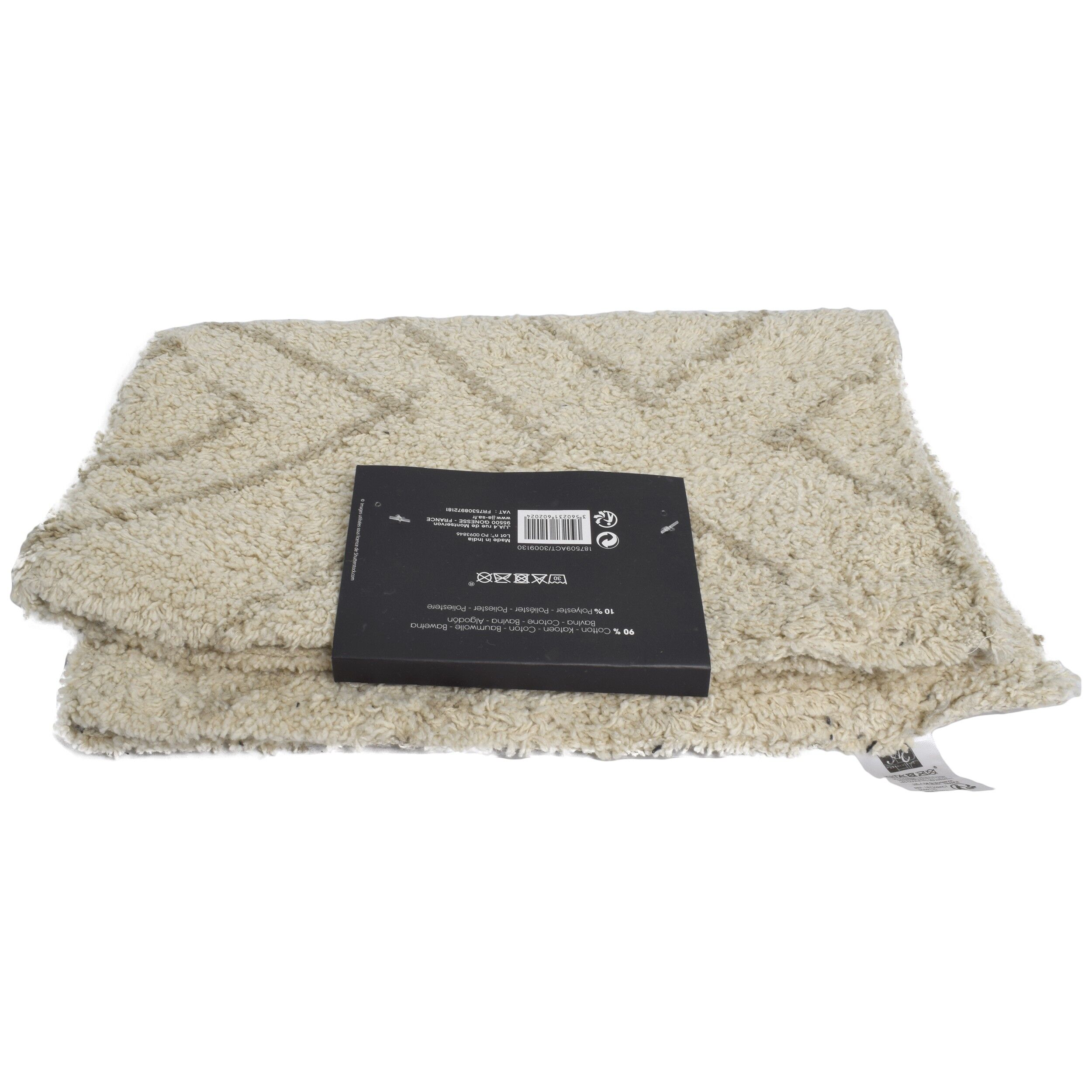 Covoras din bumbac pentru baie, 50 x 75 cm, crem, 02024