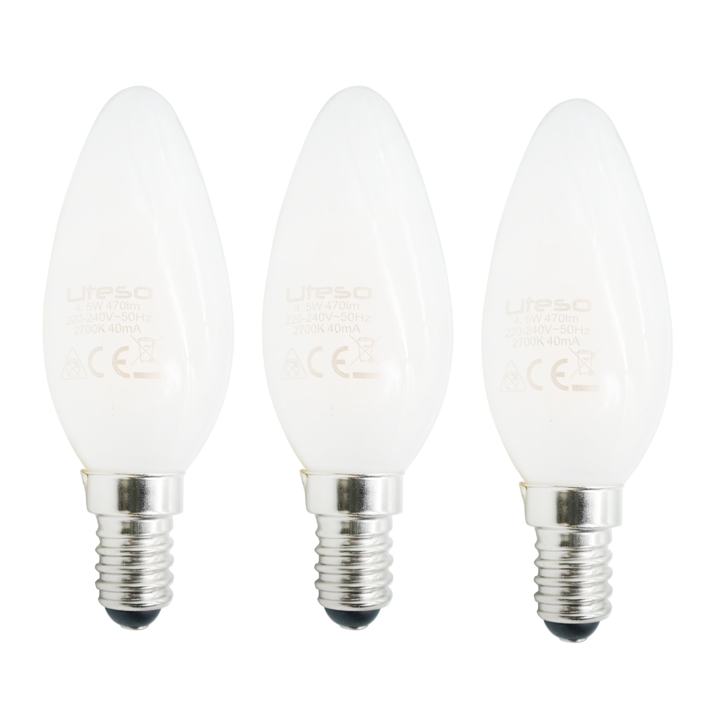 Set 3 becuri led E14 470, lumina calda, 40 w, Liteso, 60195