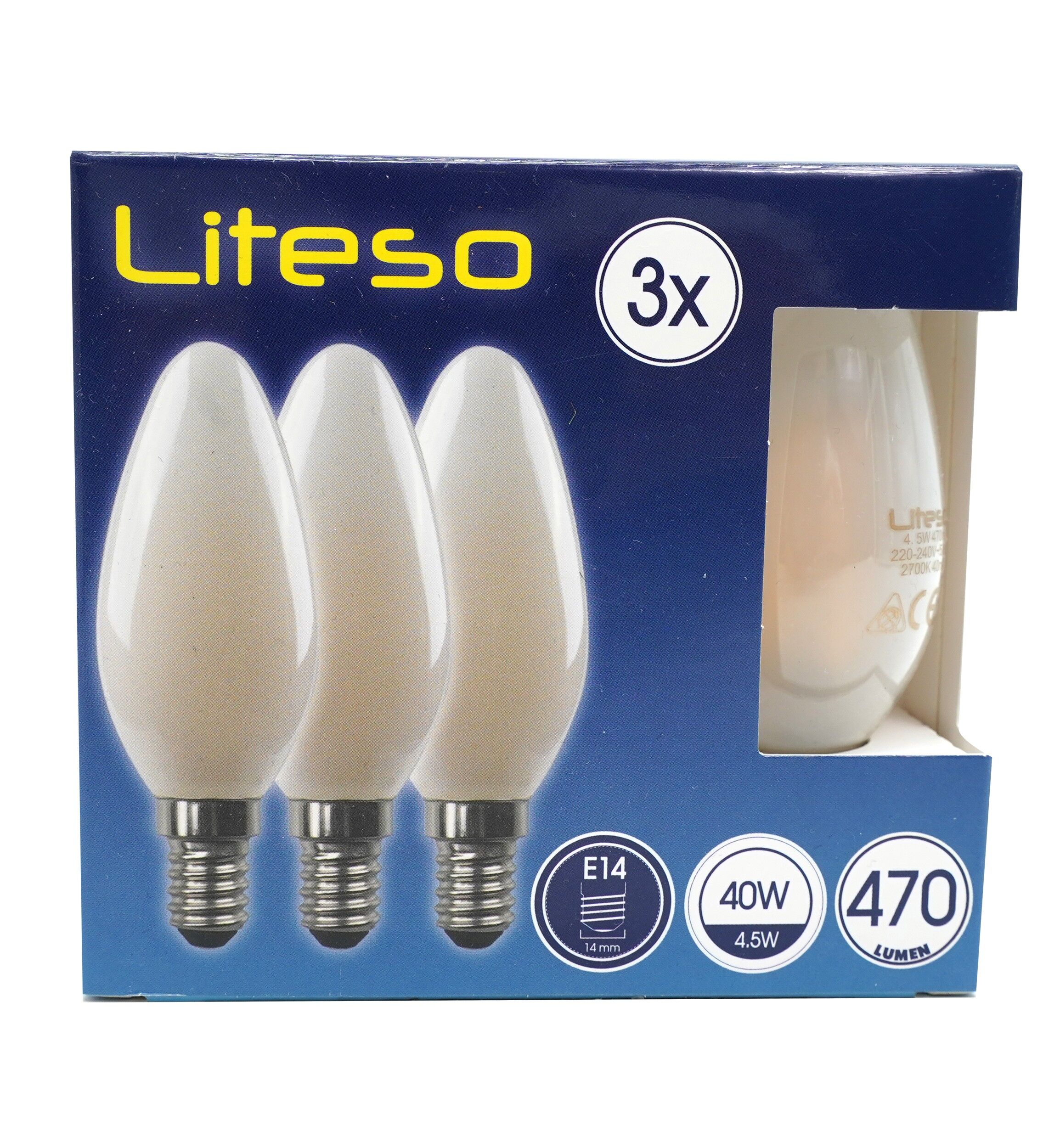 Set 3 becuri led E14 470, lumina calda, 40 w, Liteso, 60195 - imagine 3