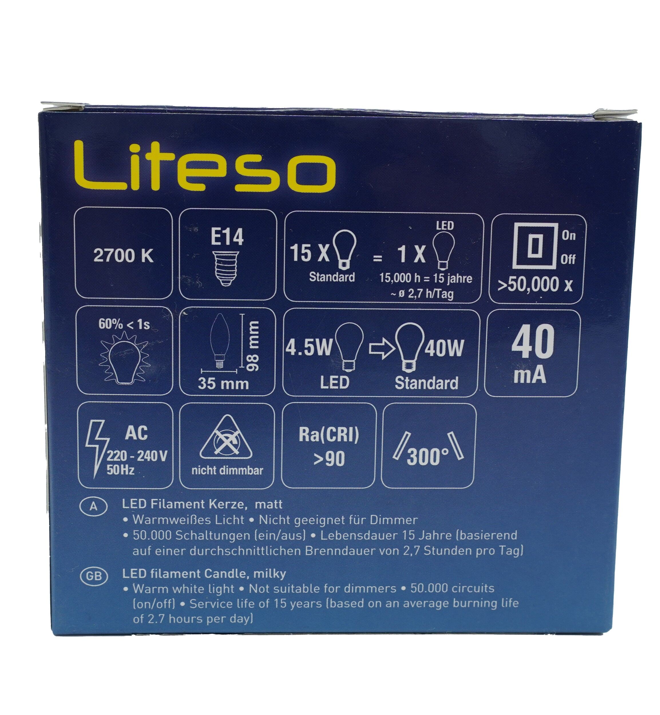 Set 3 becuri led E14 470, lumina calda, 40 w, Liteso, 60195 - imagine 4