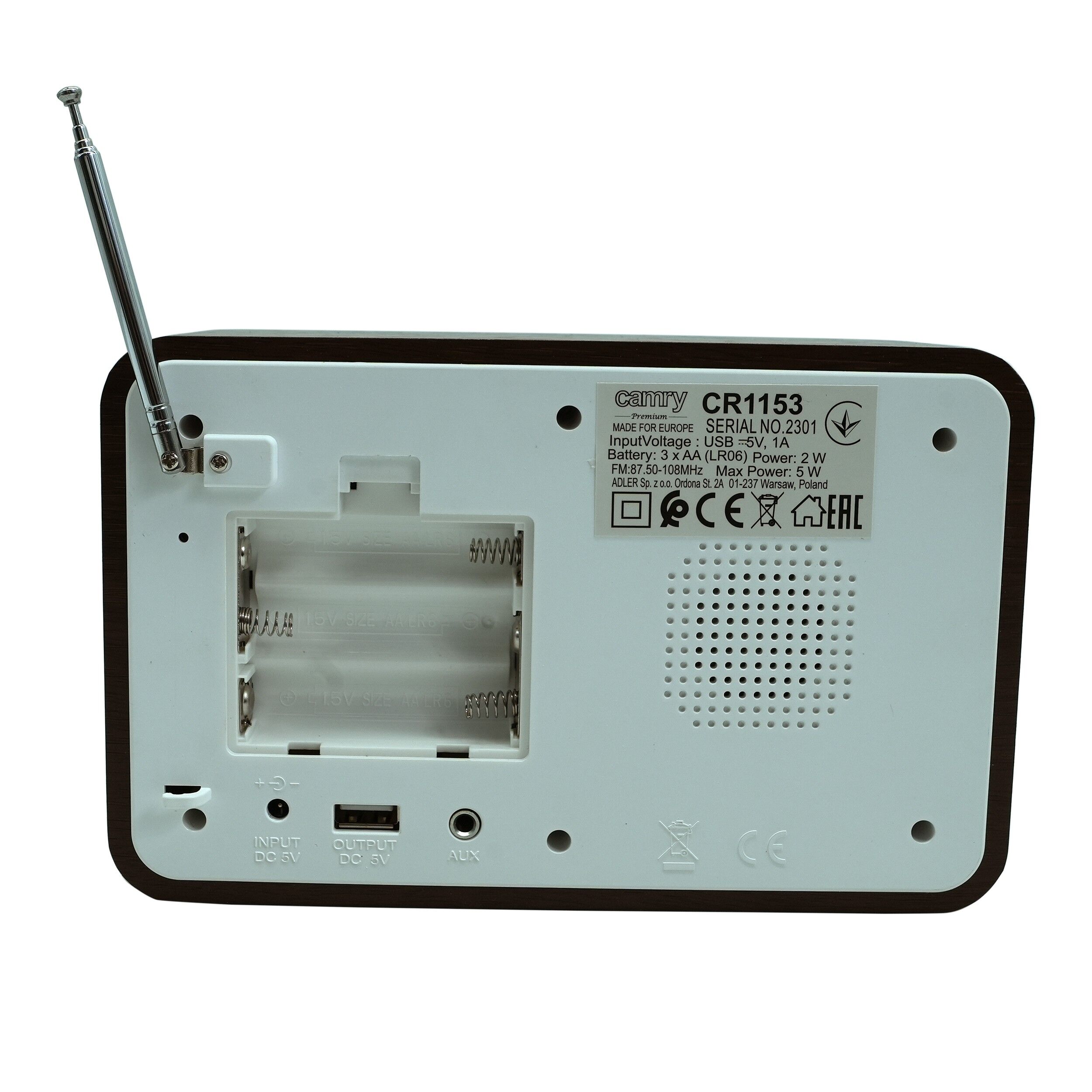 Radio digital Camry CR 1153 , ceas, termometru, alarma, lcd, calendar, alb - imagine 4