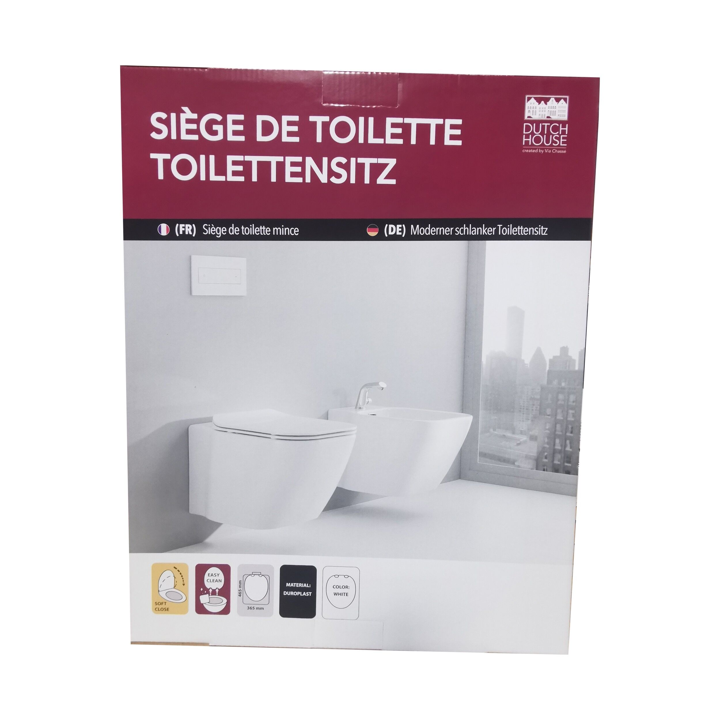 Capac pentru wc, universal, Dutch House, Soft Close, alb, 465x365, 02212