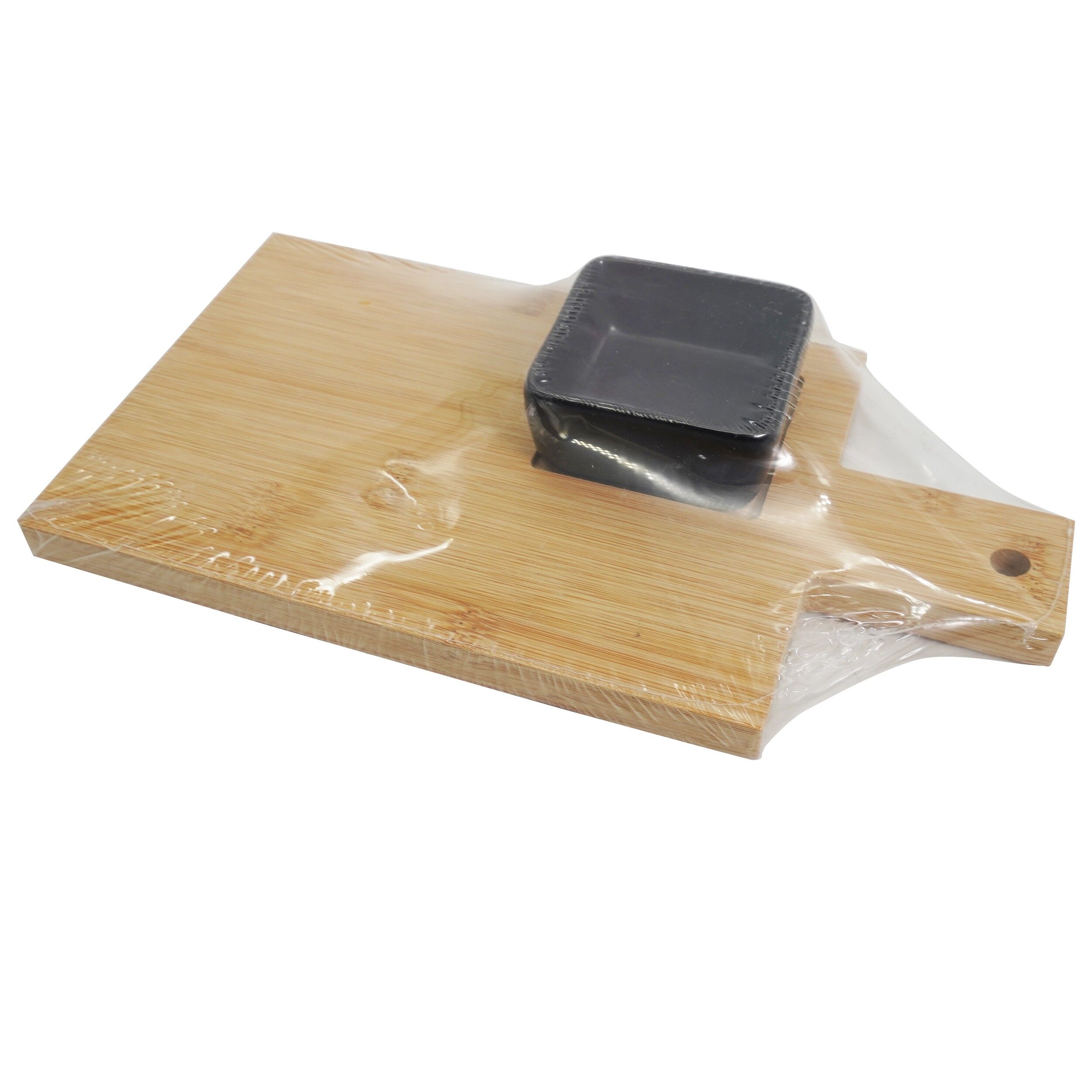 Tocator bambus cu bol, pentru servire, 14x25x1.5 cm, Gusta, 34359