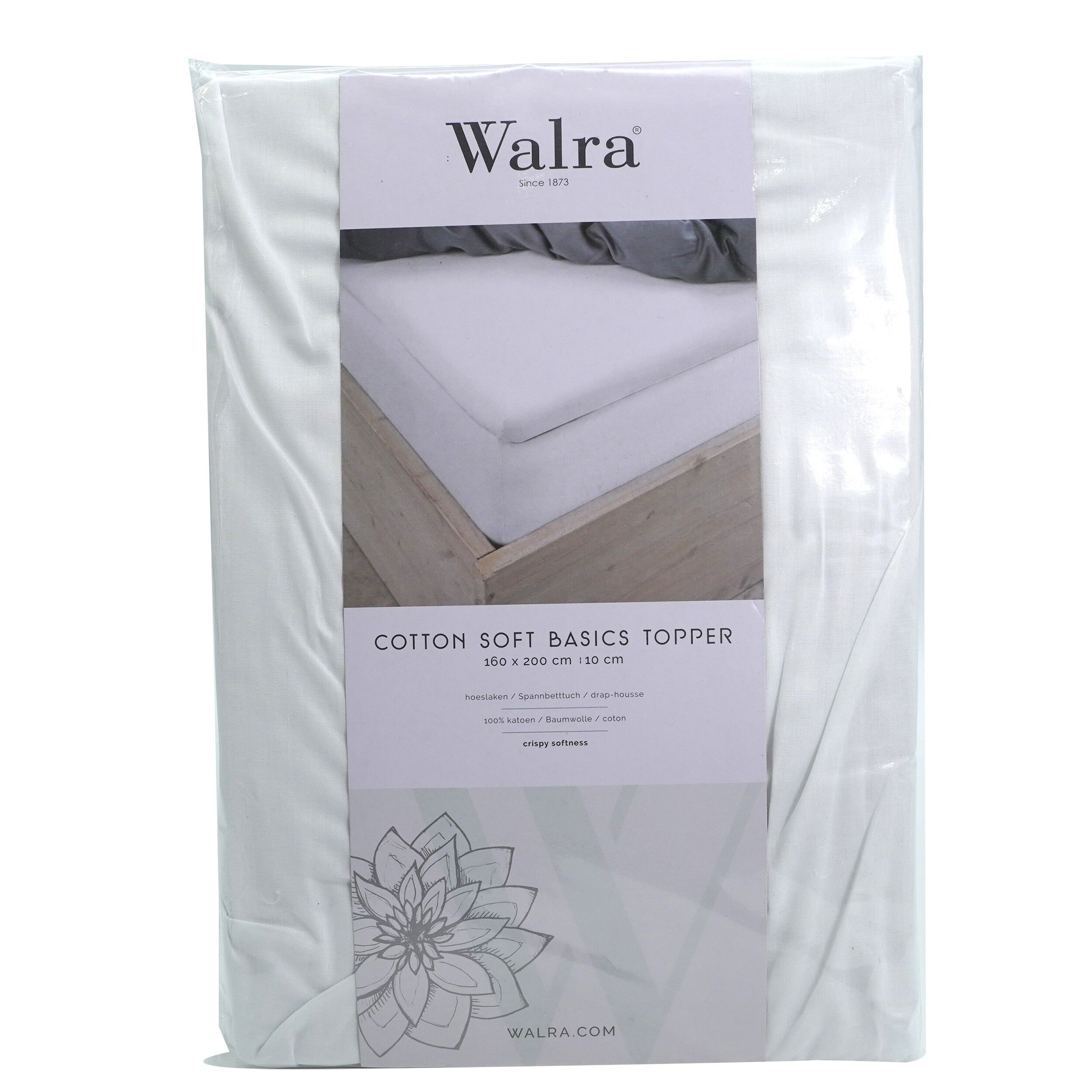 Husa saltea din bumbac, alb, 160x200, Soft Basic Topper, Walra, 3346Wh