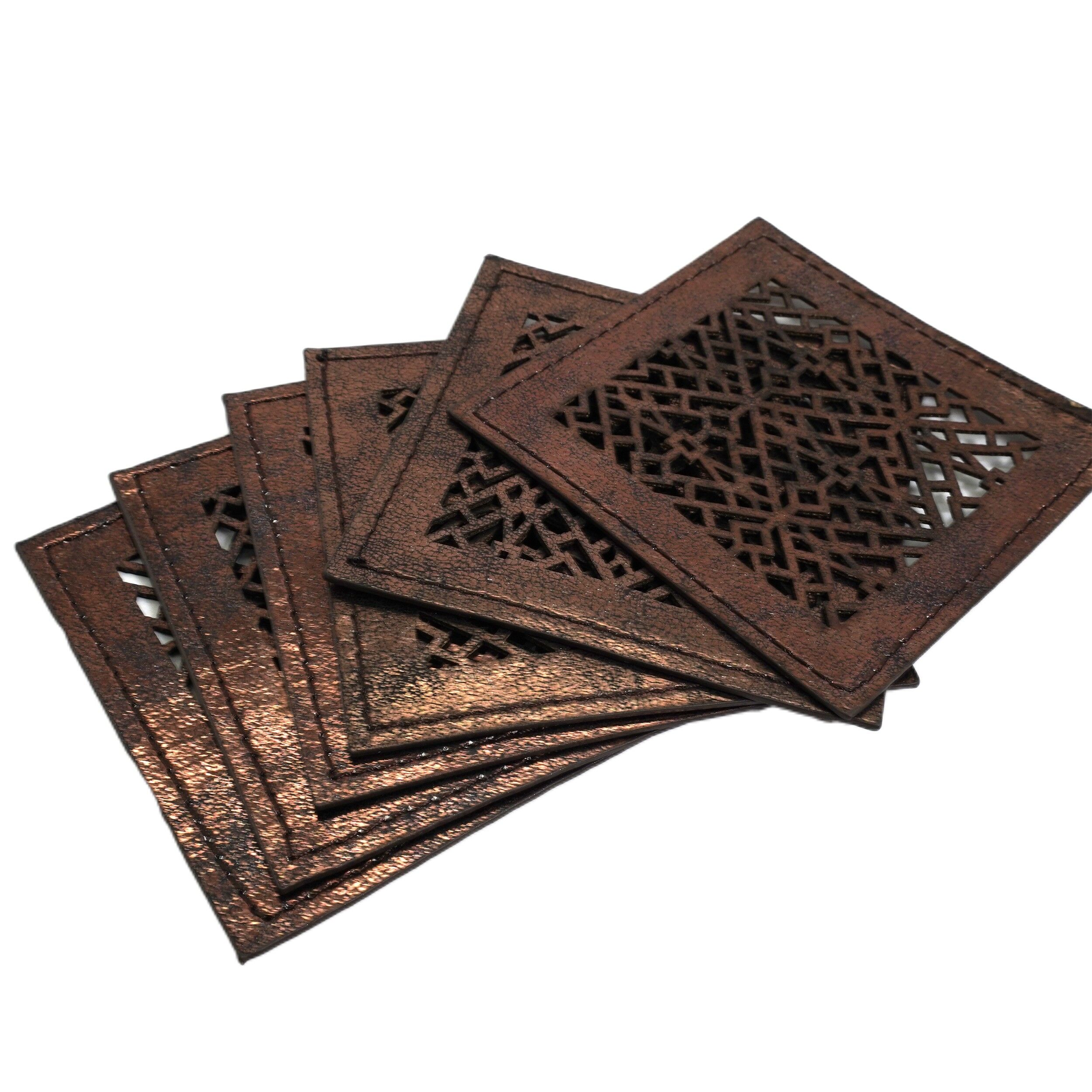 Set 6 suporturi pentru pahar, maro, 17424 - imagine 2