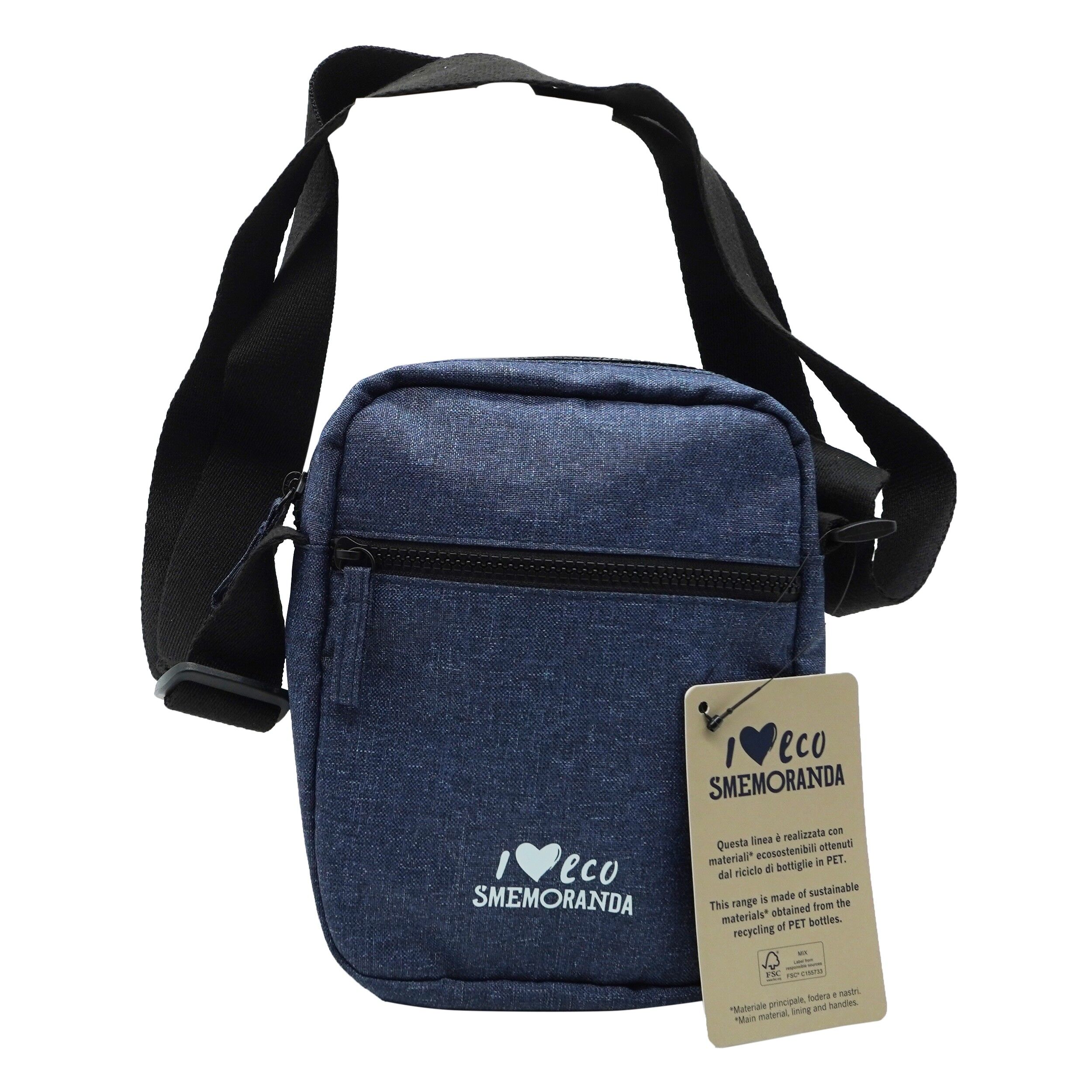 Geanta de umar I Love Eco, 17x21, albastru inchis, 94456