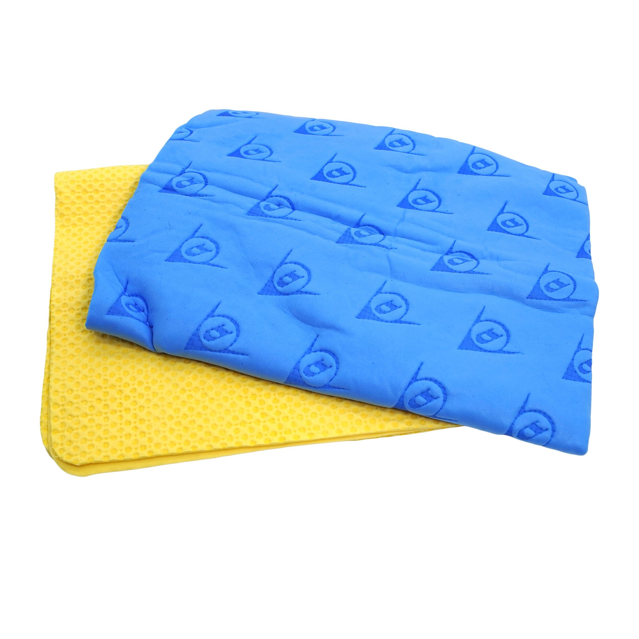 Set 2 lavete geamuri auto, Dunlop, 2 x 43 x 32.5 cm, Galben/albastru