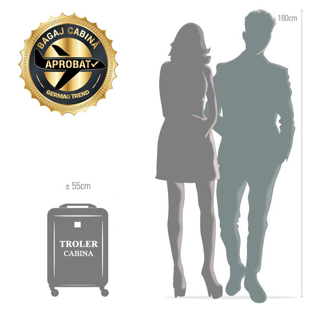 Troler cabina, Princess Traveller,55 x 39 x 22 cm, cifru TSA, roti 360°, 40 L - imagine 12