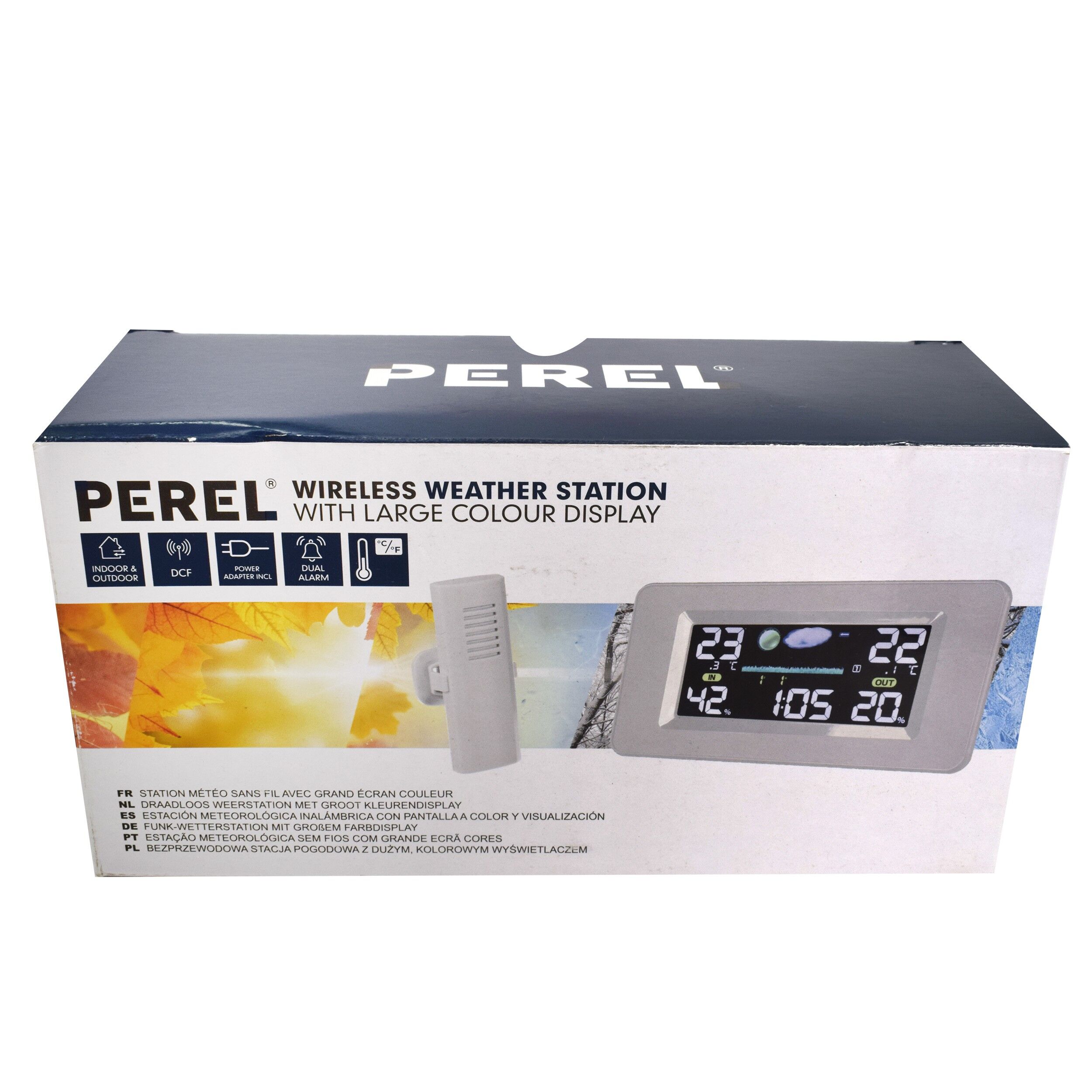 Statie Meteo fara Fir cu Senzor interior si Exterior, PEREL, Prognoza Meteo, Masurare Temperatura si Umiditate, Ceas cu Alarma - imagine 7