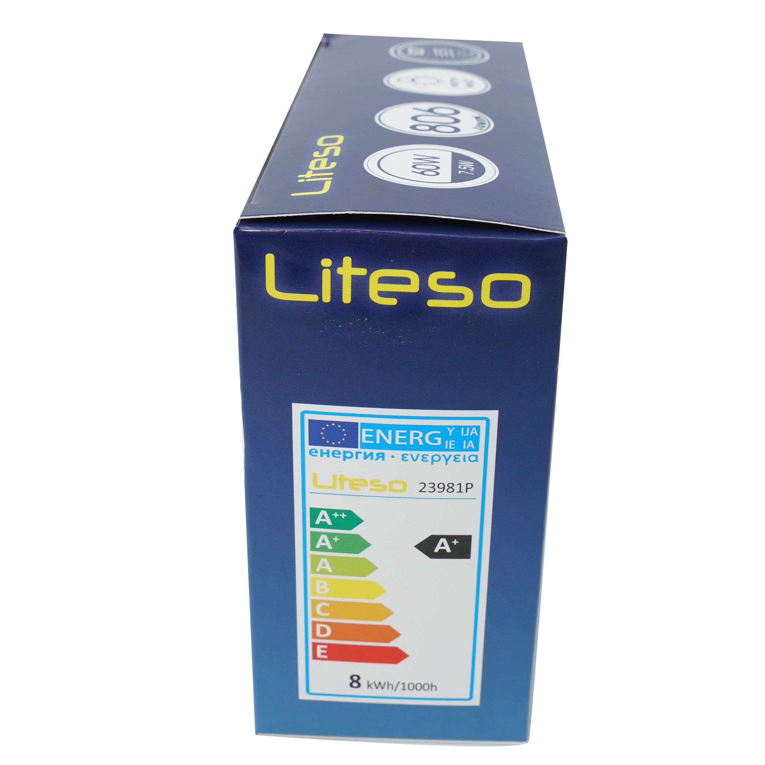 Set 3 becuri LED Liteso, A60, E27, 7.5W (60W), 806 lm, lumina alba calda (2700K), 60171 - imagine 3