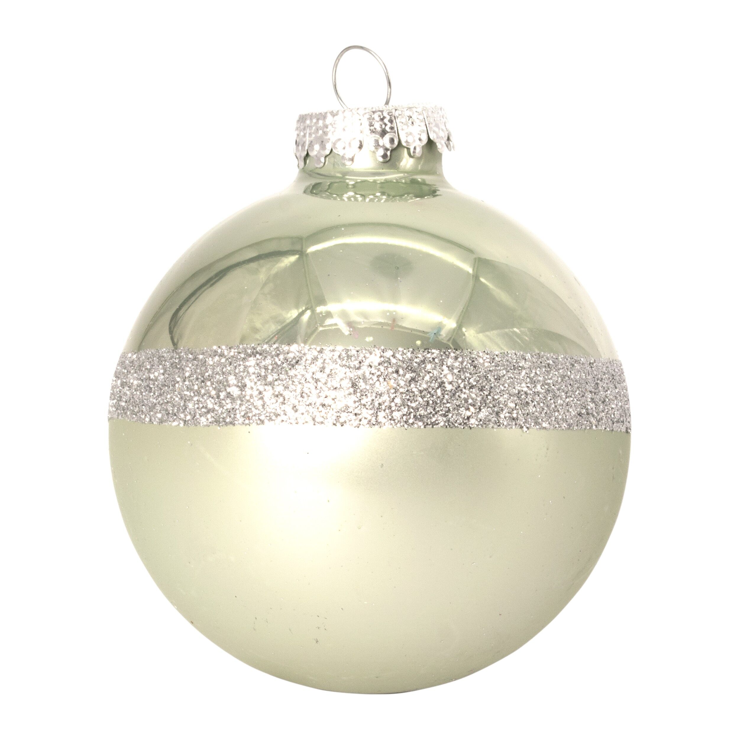 Set 12 Globuri de Craciun din sticla veritabila, 8 cm, pictate manual, 807740