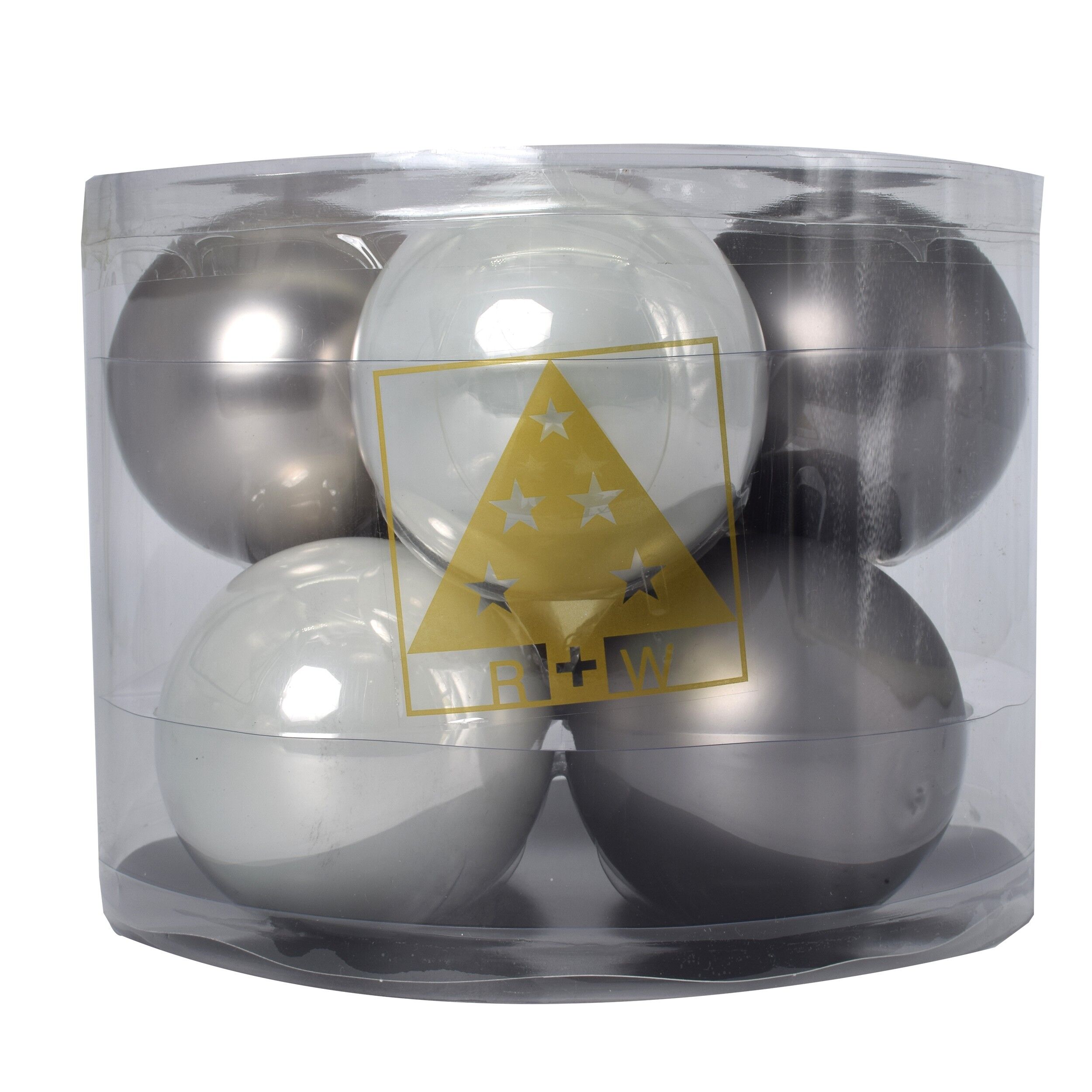 Set 8 globuri de Craciun din sticla,8 cm, Argintiu, Argintiu Mat, Alb, 807739 - imagine 2