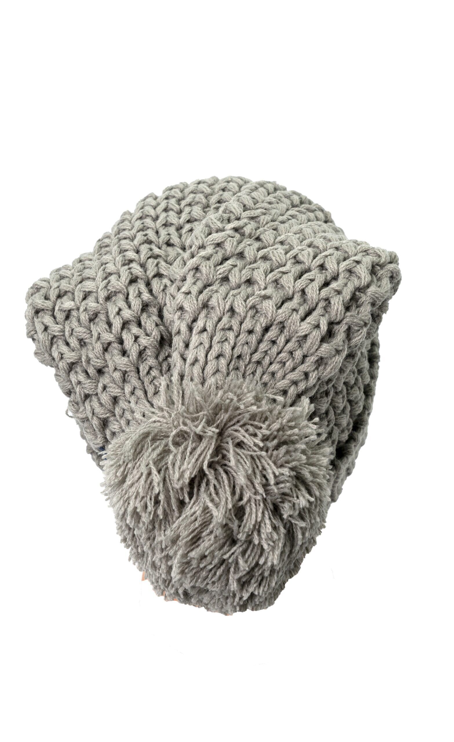 Caciula tricotata cu ciucure, GermagTrend, culoare crem, 807305 - imagine 4