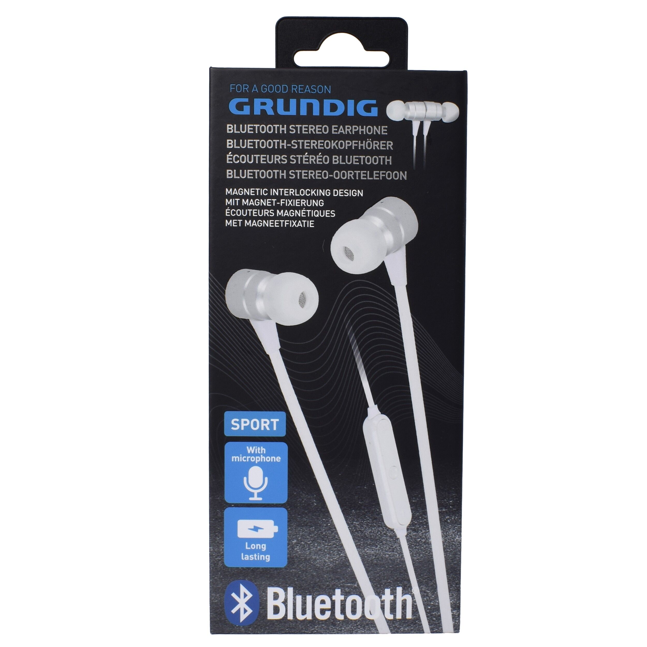 Casti bluetooth stereo, model casca in ureche, cu prindere magnetica a castilor, Grunding, 807496