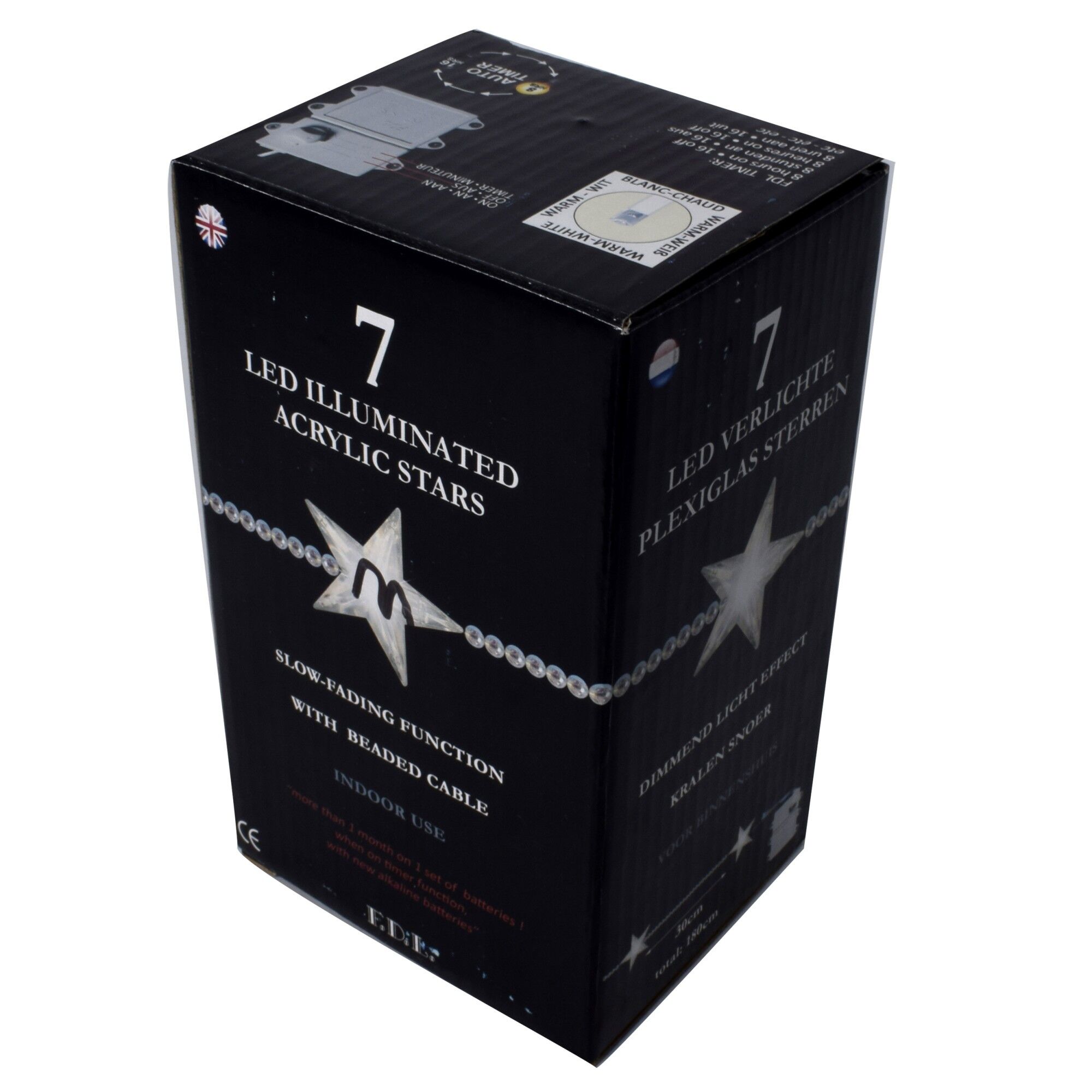 Instalatie de interior pentru decoratiune de craciun, 7 stele led, cu timer, functioneaza pe 3 baterii, 807720 - imagine 3