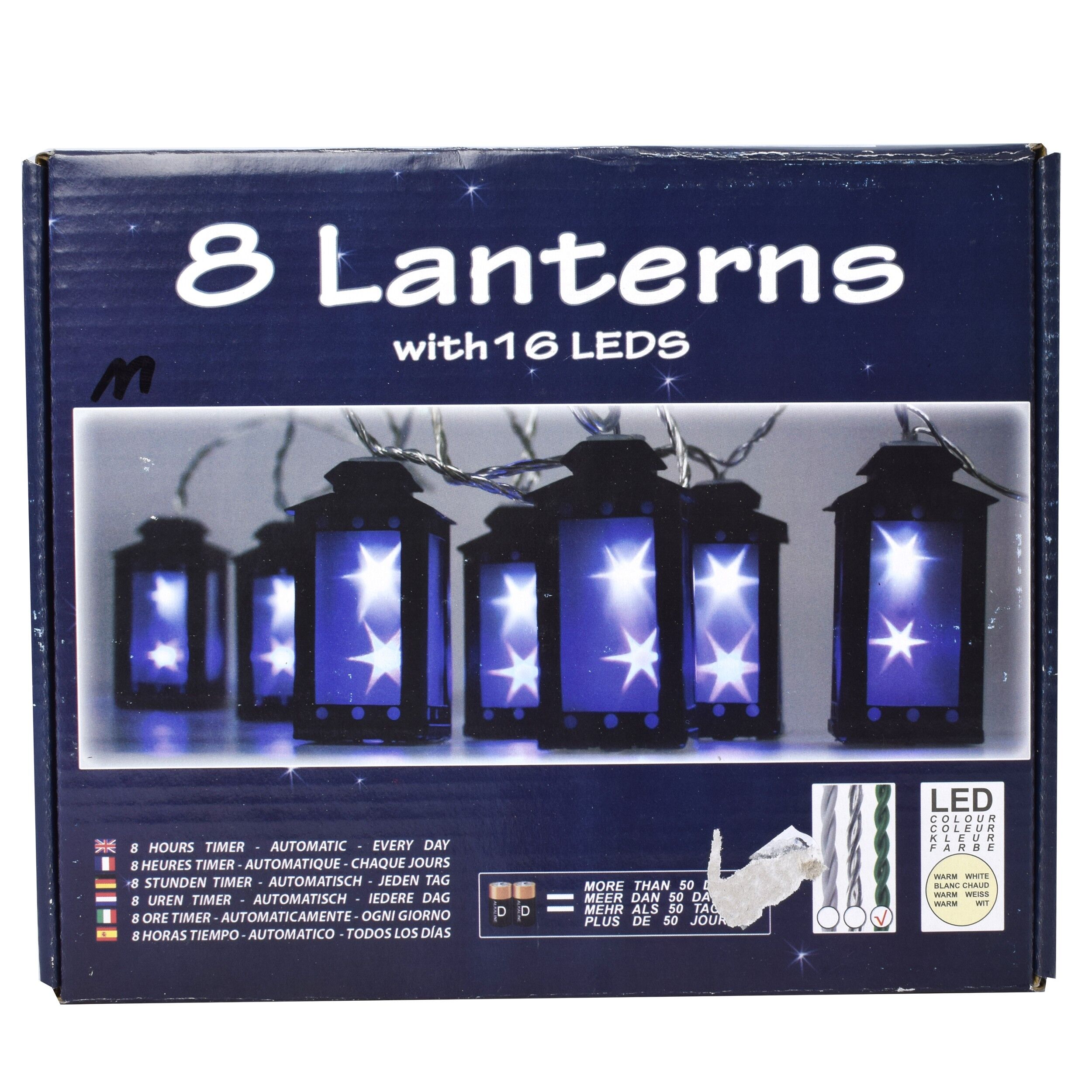 Instalatie decorativa pentru Craciun, 8 felinare, 16 leduri, cu timer, 808026 - imagine 2