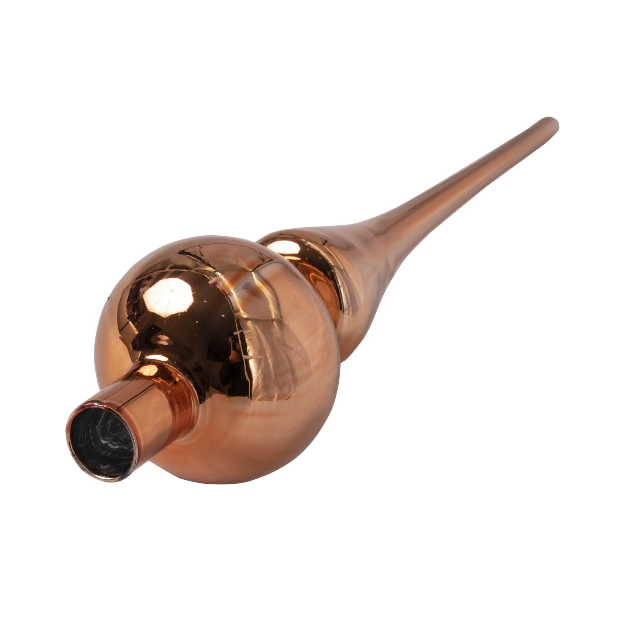 Varf de brad din sticla, culoare caramiziu, 27 cm, suflat din gura, 807806 - imagine 3