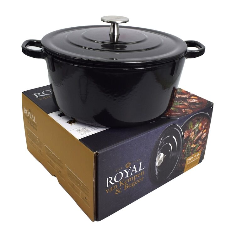 Cratita din fonta solida, Royal, 4.2L, 24 cm, negru