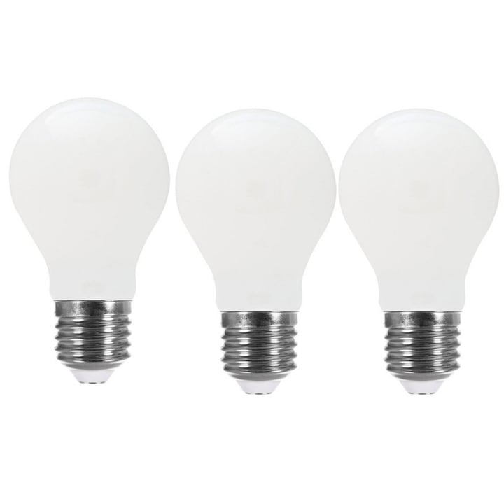 Set 3 becuri LED Liteso, A60, E27, 7.5W (60W), 806 lm, lumina alba calda (2700K), 60171