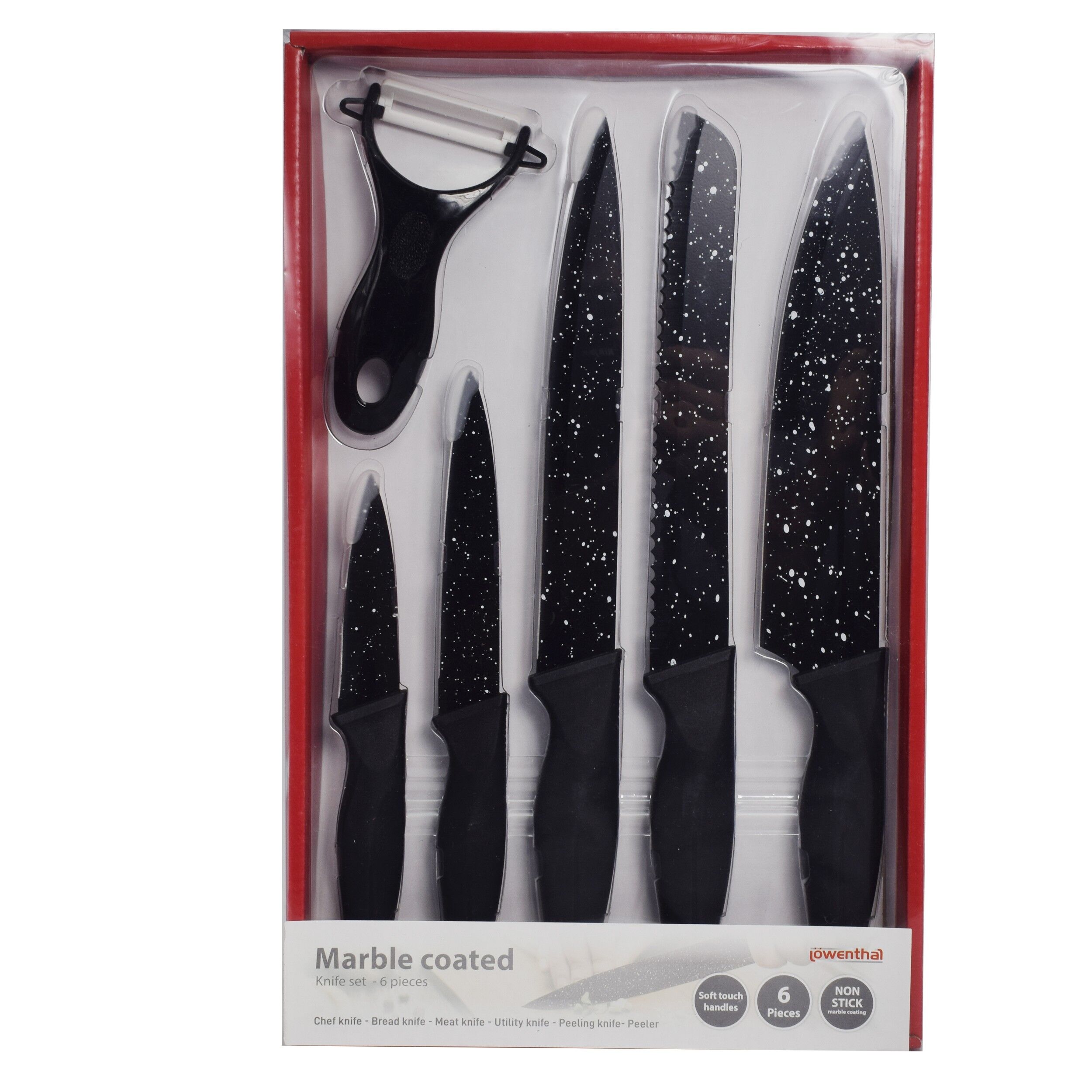Set 5 cutite/curatator legume, Lowenthal, Marmura, Negru