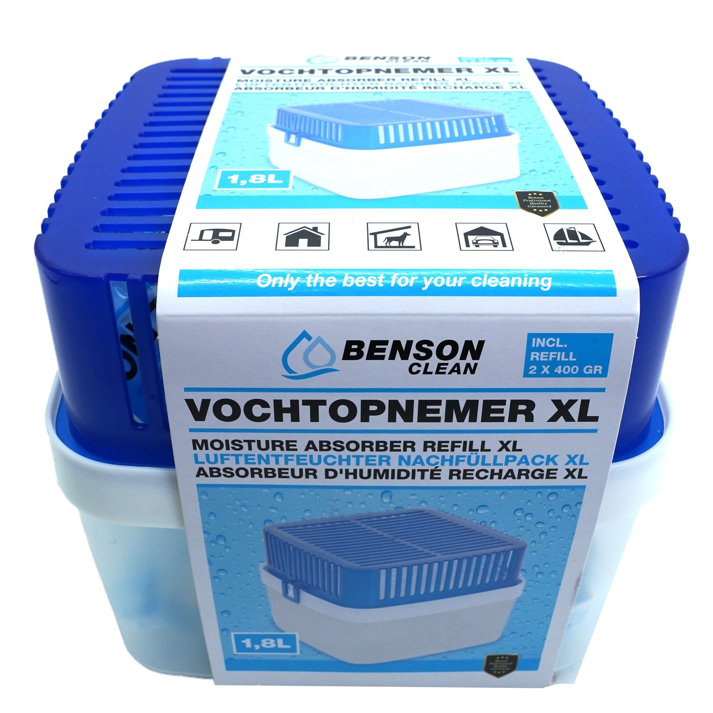 Dezumidificator xl 1.8 l + 2 rezerve de 400g, Benson, 99733