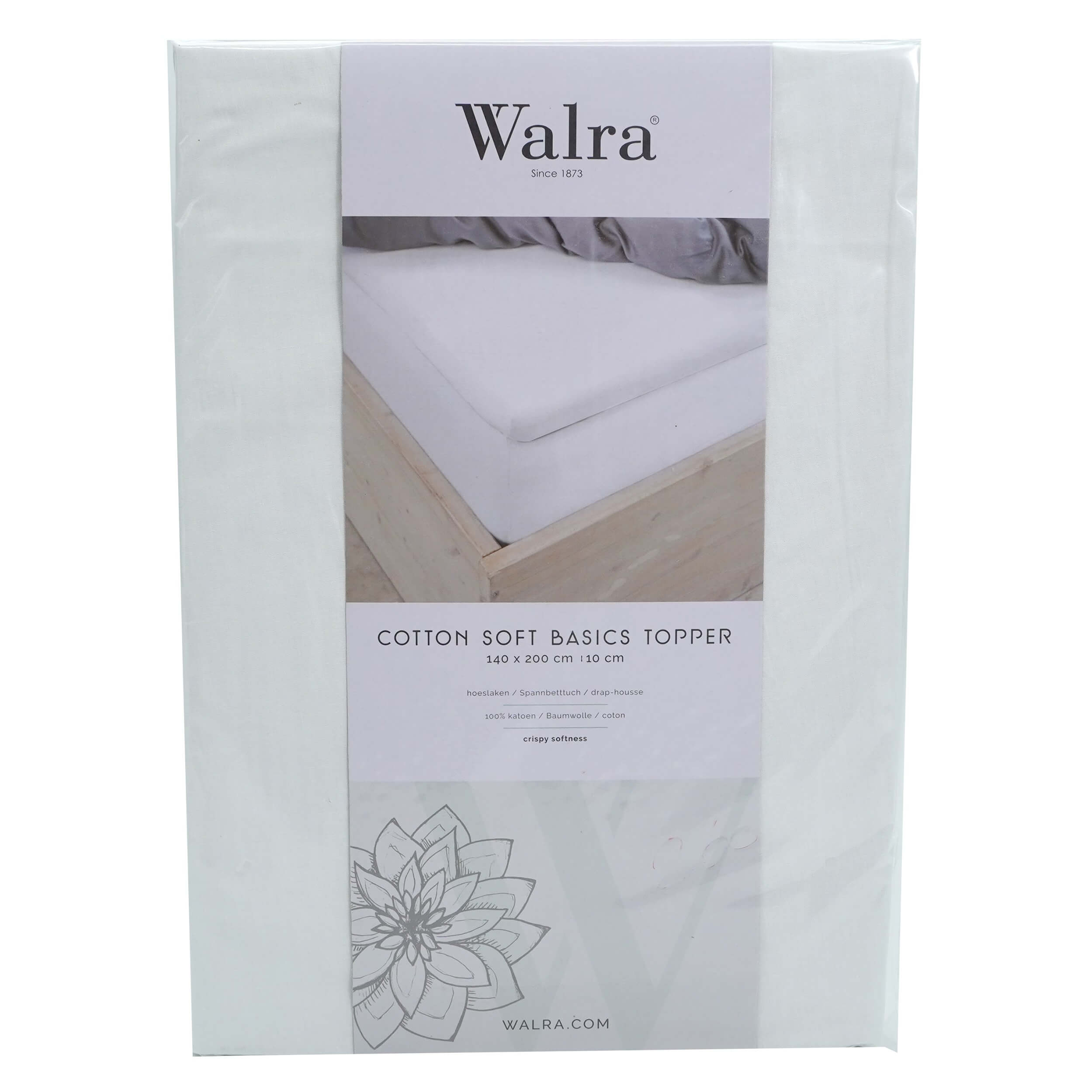 Husa saltea din bumbac, alb, 140x200, Soft Basic Topper, Walra, 3322Wh