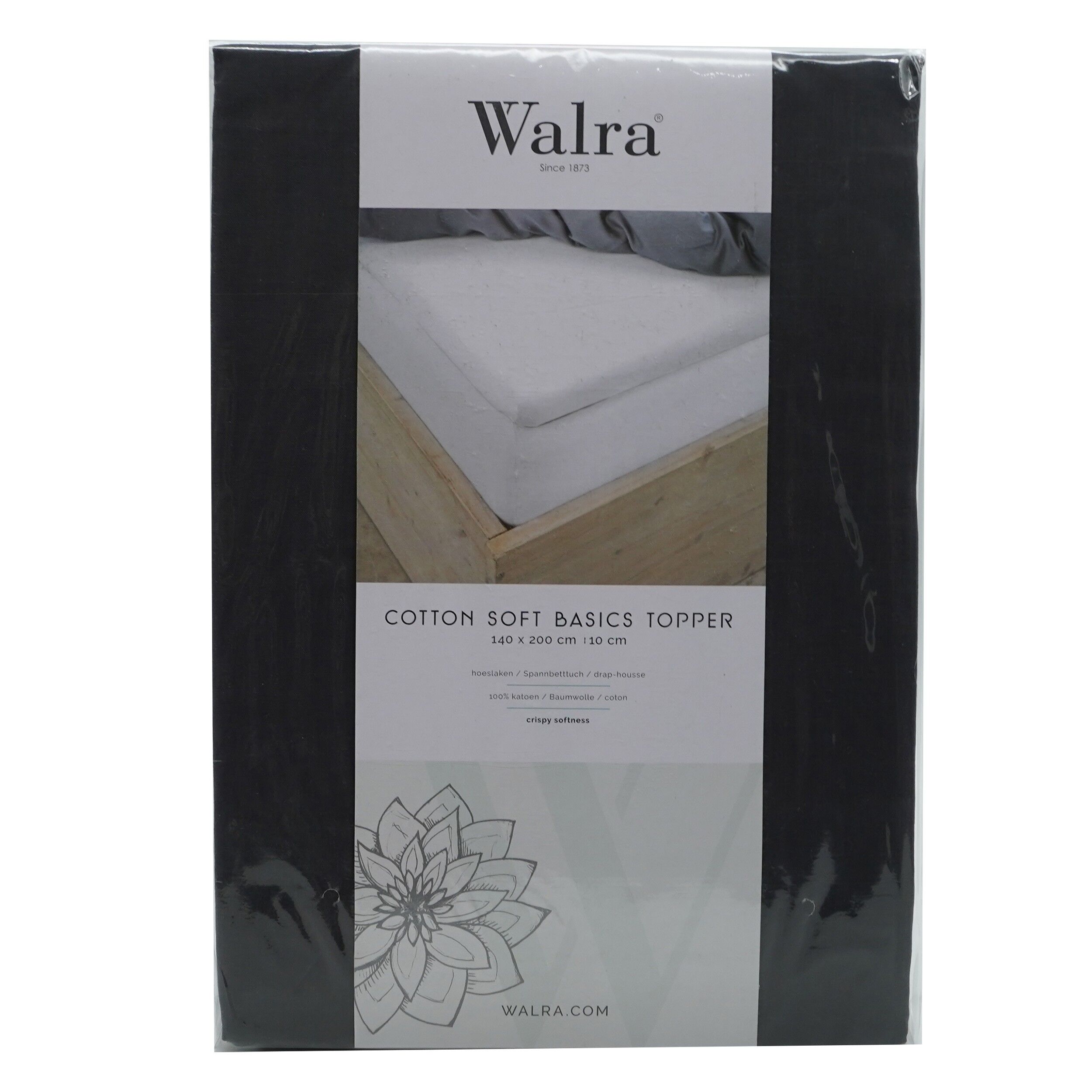 Husa saltea din bumbac, negru, 140x200 cm, Soft Basic Toper, Walra, 3445Blk